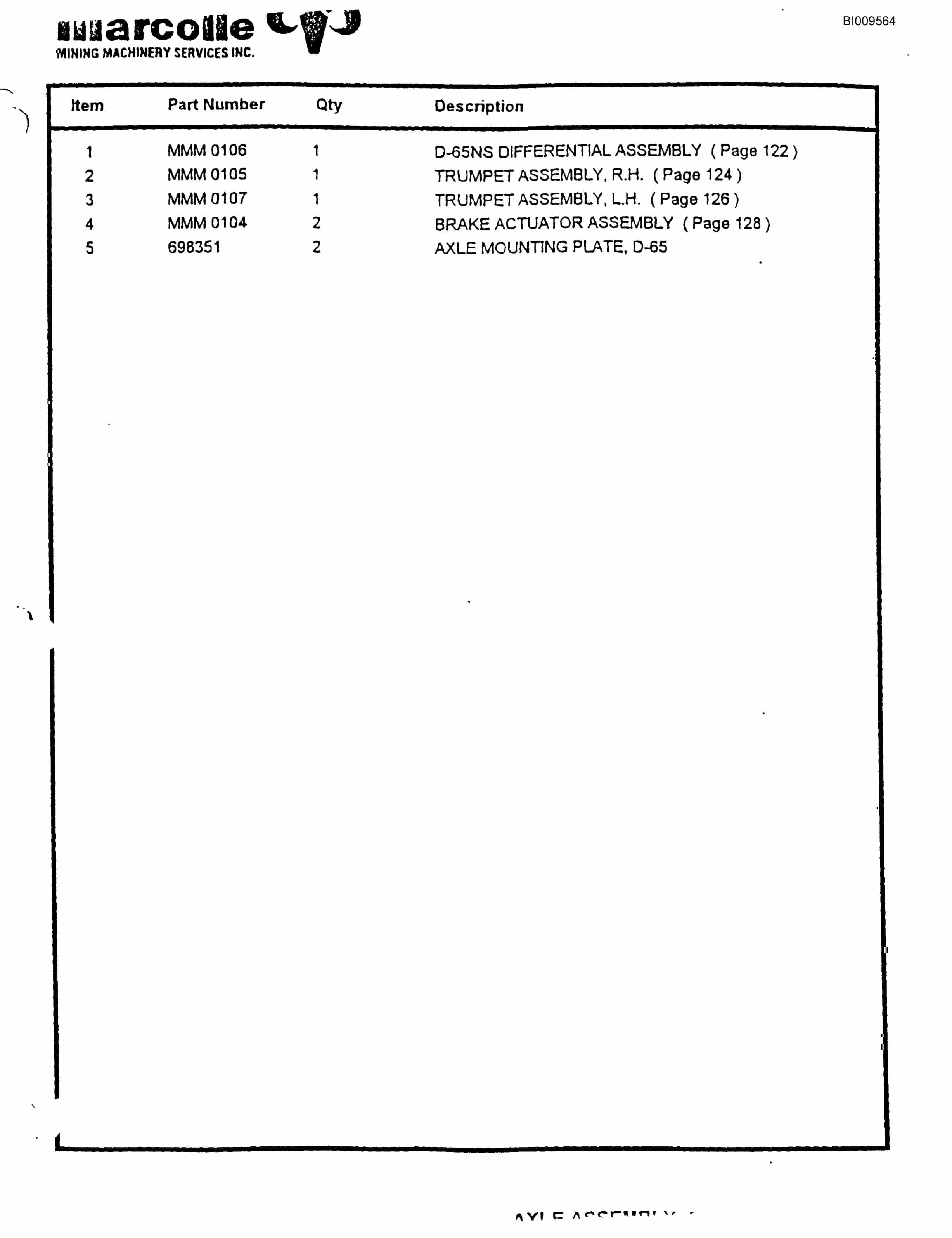 Bucyrus MK-45 Jumbo Drill Carrier Parts Catalog BI009564-4