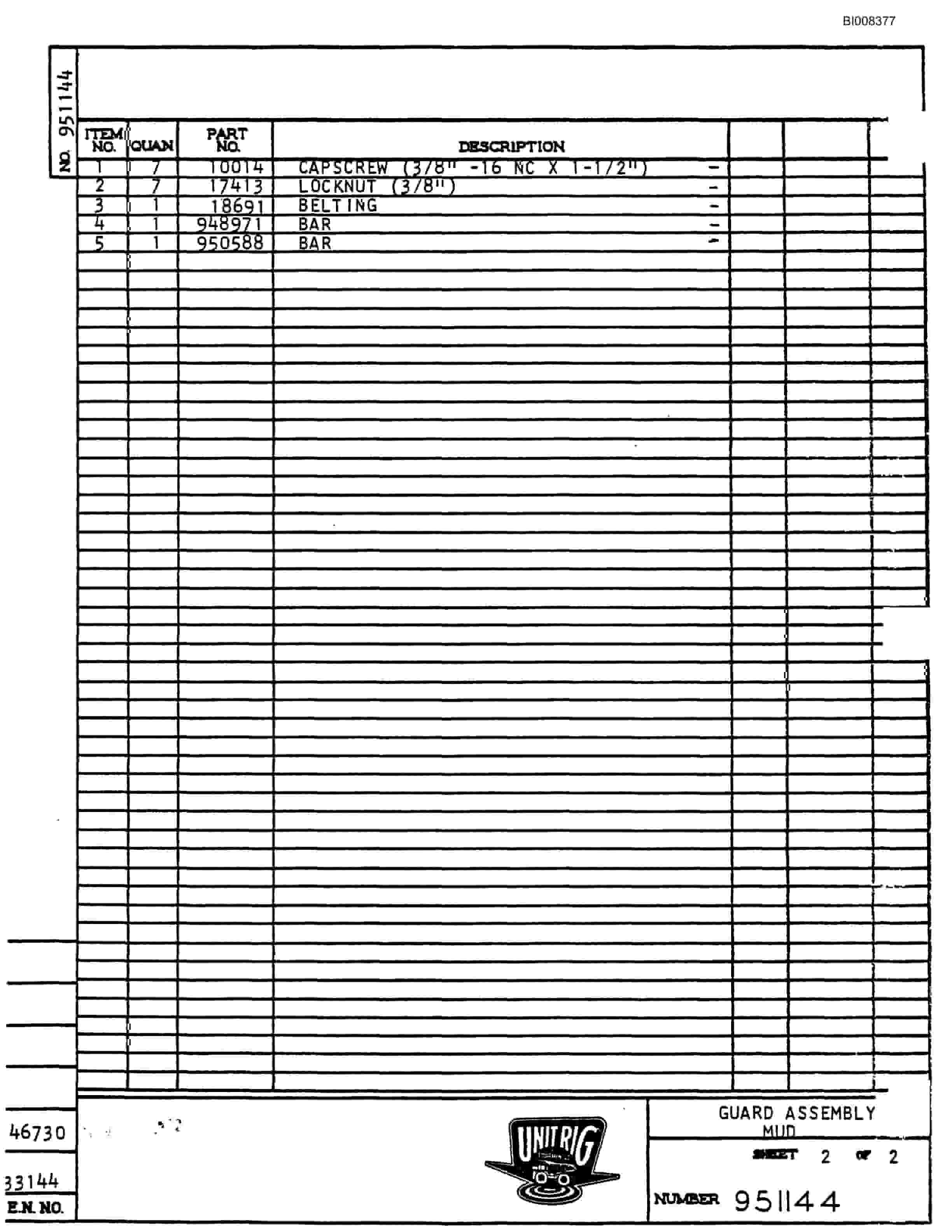 Bucyrus MK-85 Parts Catalog BI008377-5