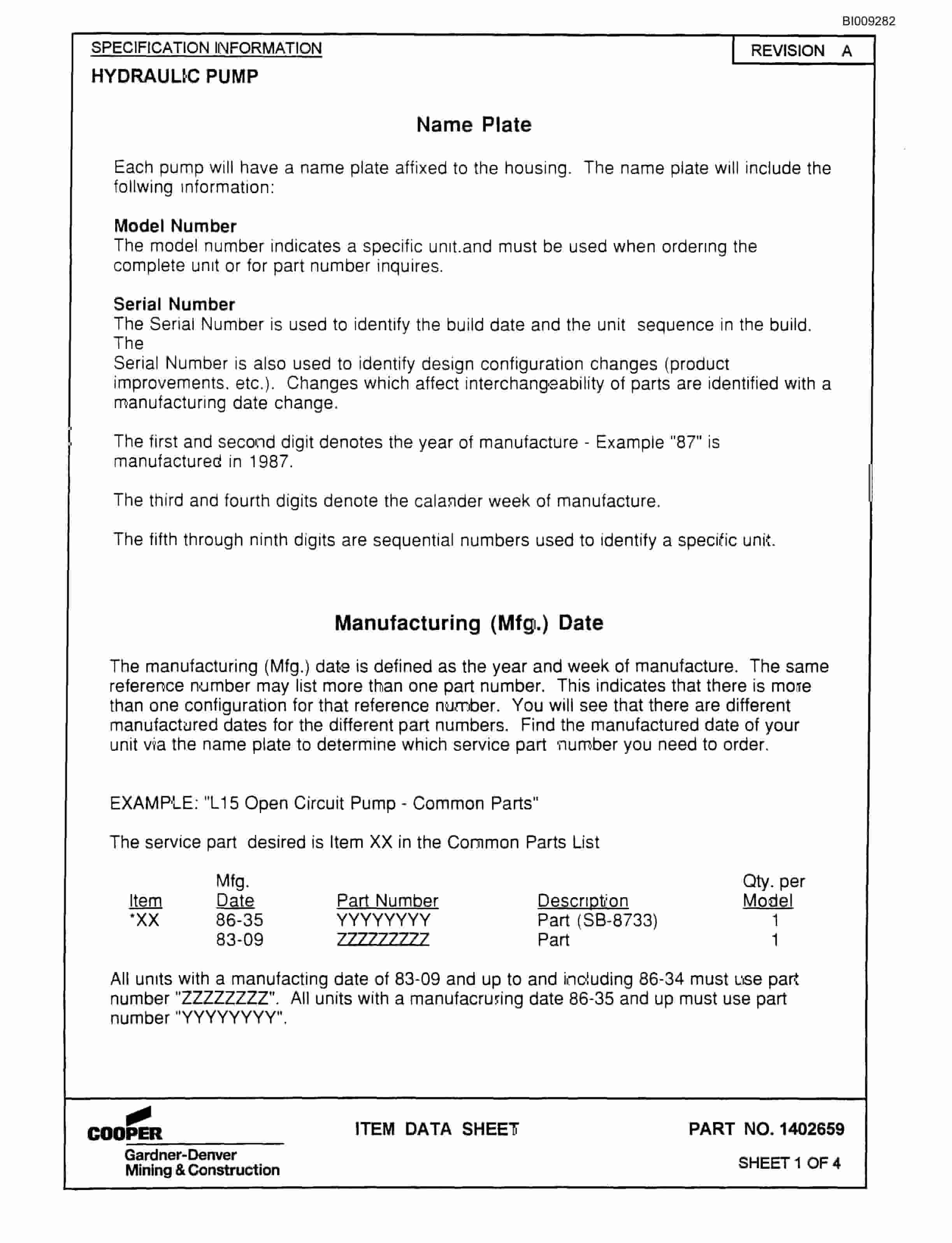 Bucyrus MK10 Single Boom Hydraulic Jumbo Parts Catalog BI009282-2