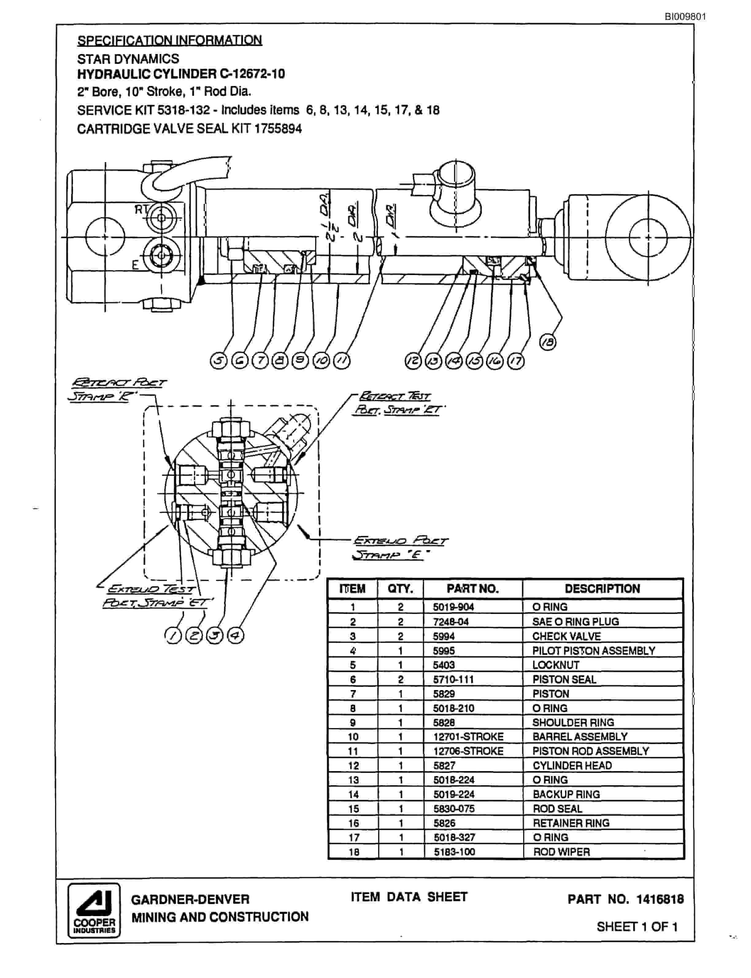 Bucyrus MK10 Single Boom Hydraulic Jumbo Parts Catalog BI009801-4