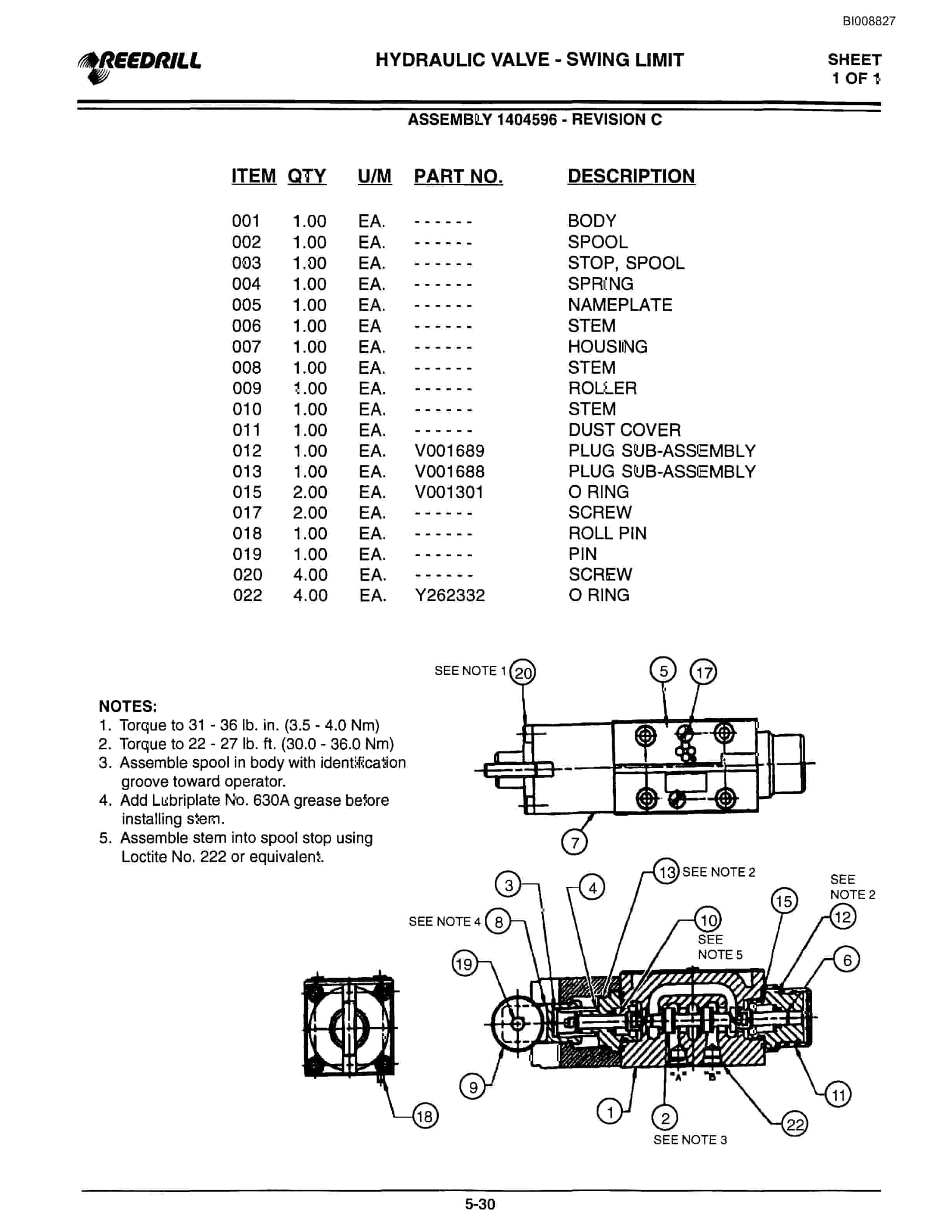 Bucyrus MK20HE Single Boom Hydraulic Jumbo Parts Catalog BI008827-4
