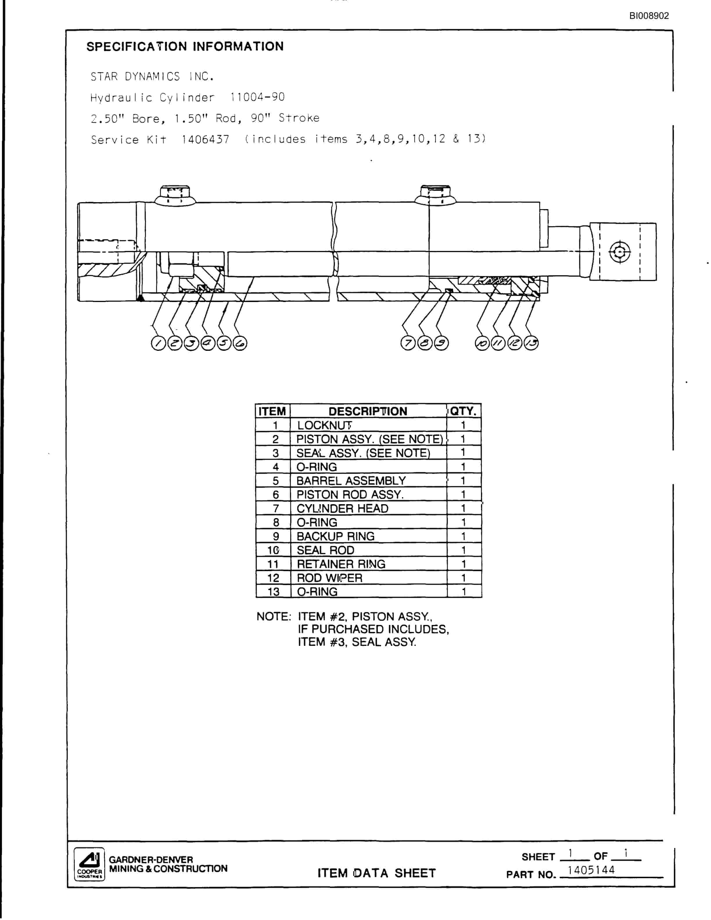 Bucyrus MK21H Single Boom Hydraulic Jumbo Parts Catalog BI008902-5