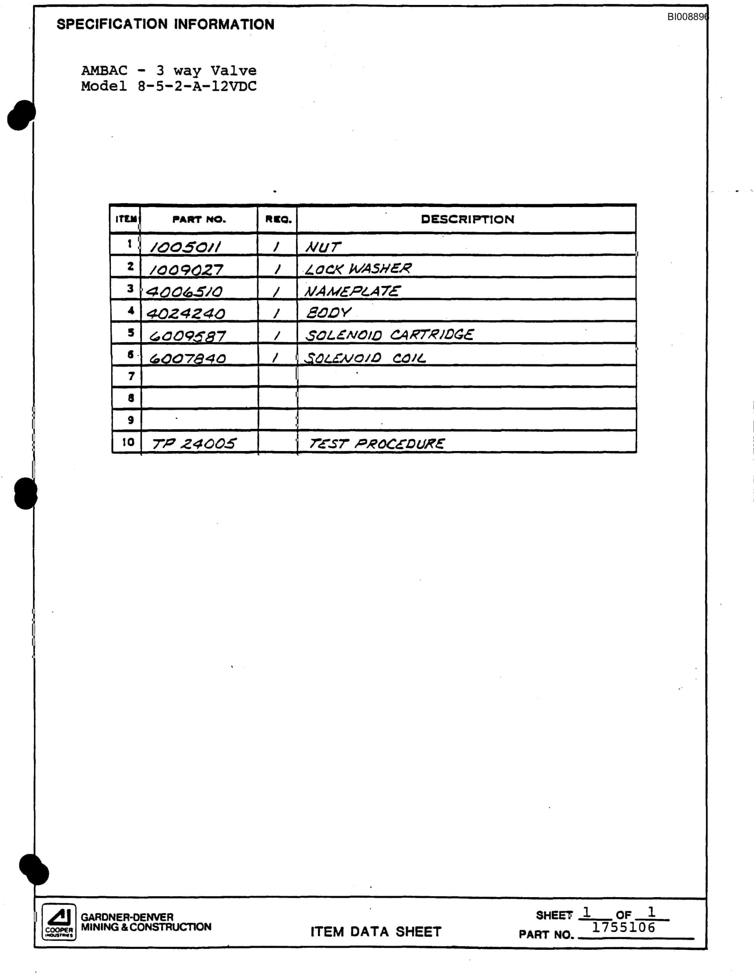 Bucyrus MK35 Articulated Hydraulic Jumbo Parts Catalog BI008896-2
