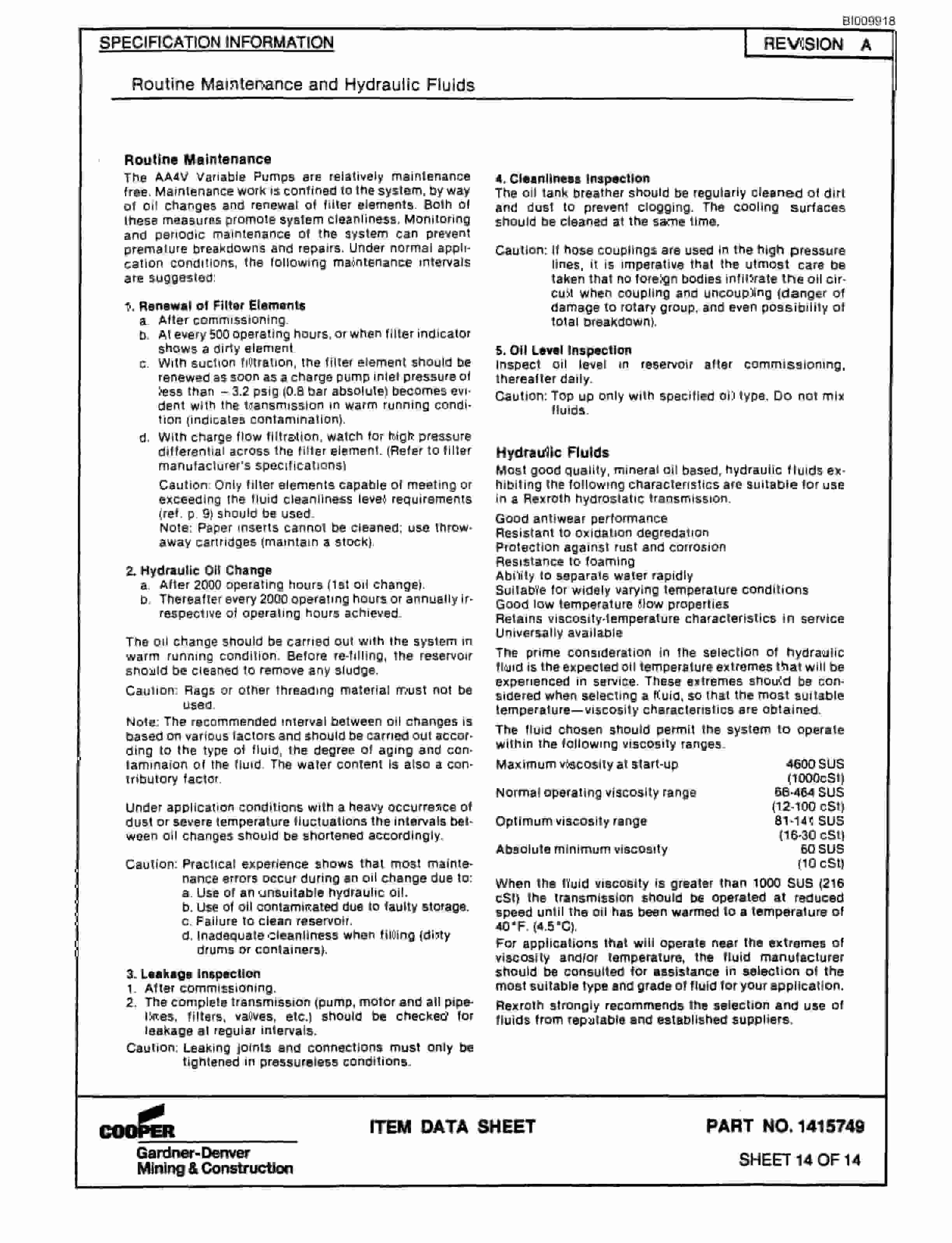 Bucyrus MK35H 2 Boom Jumbo Parts Catalog BI009918-5