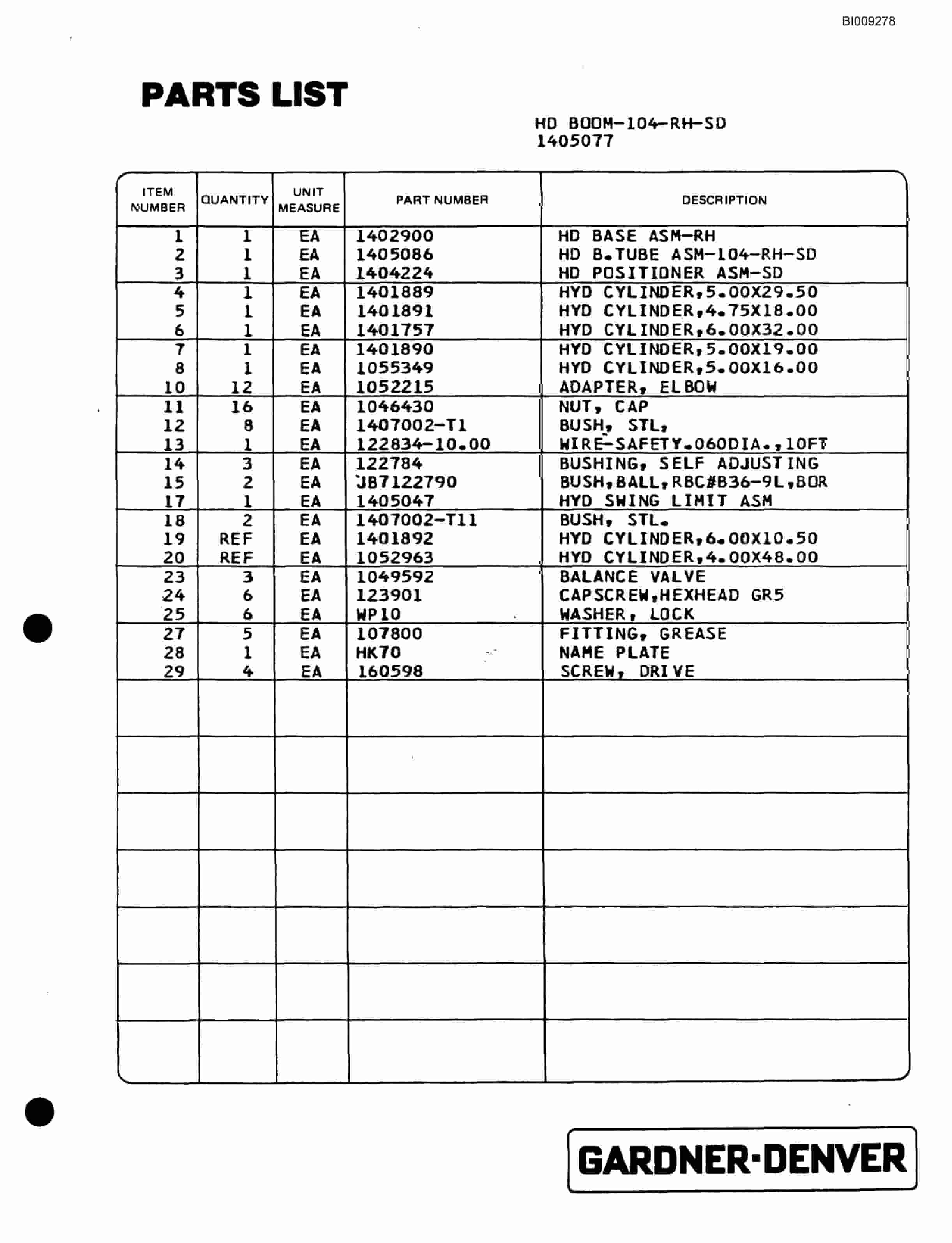 Bucyrus MK45 Articulated Hydraulic Jumbo Parts Catalog BI009278-2
