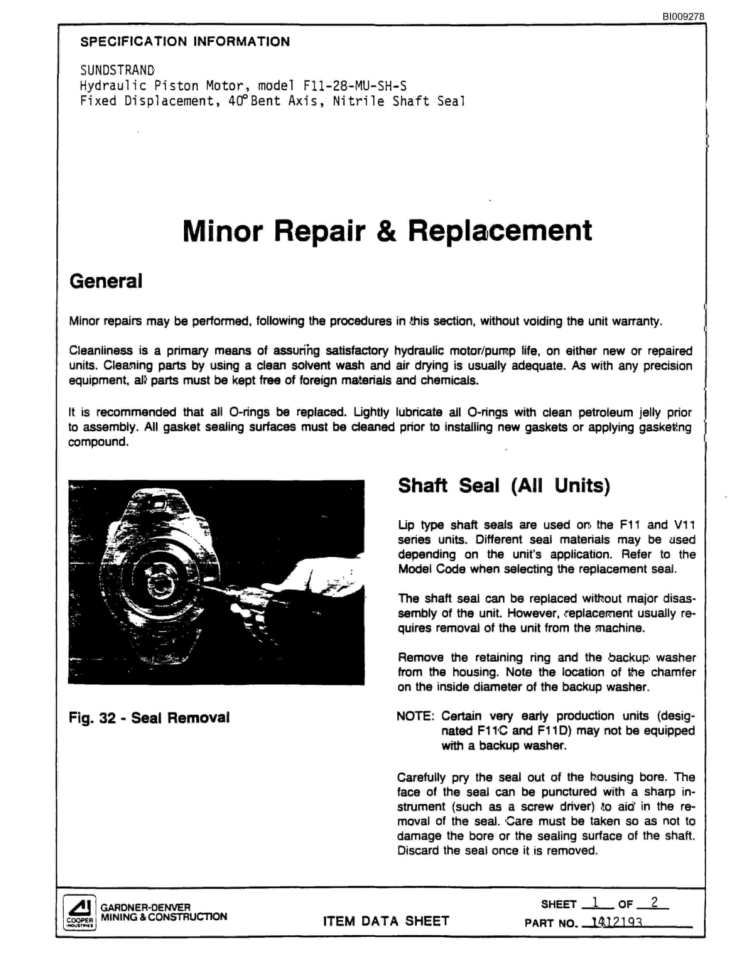 Bucyrus MK45 Articulated Hydraulic Jumbo Parts Catalog BI009278-4