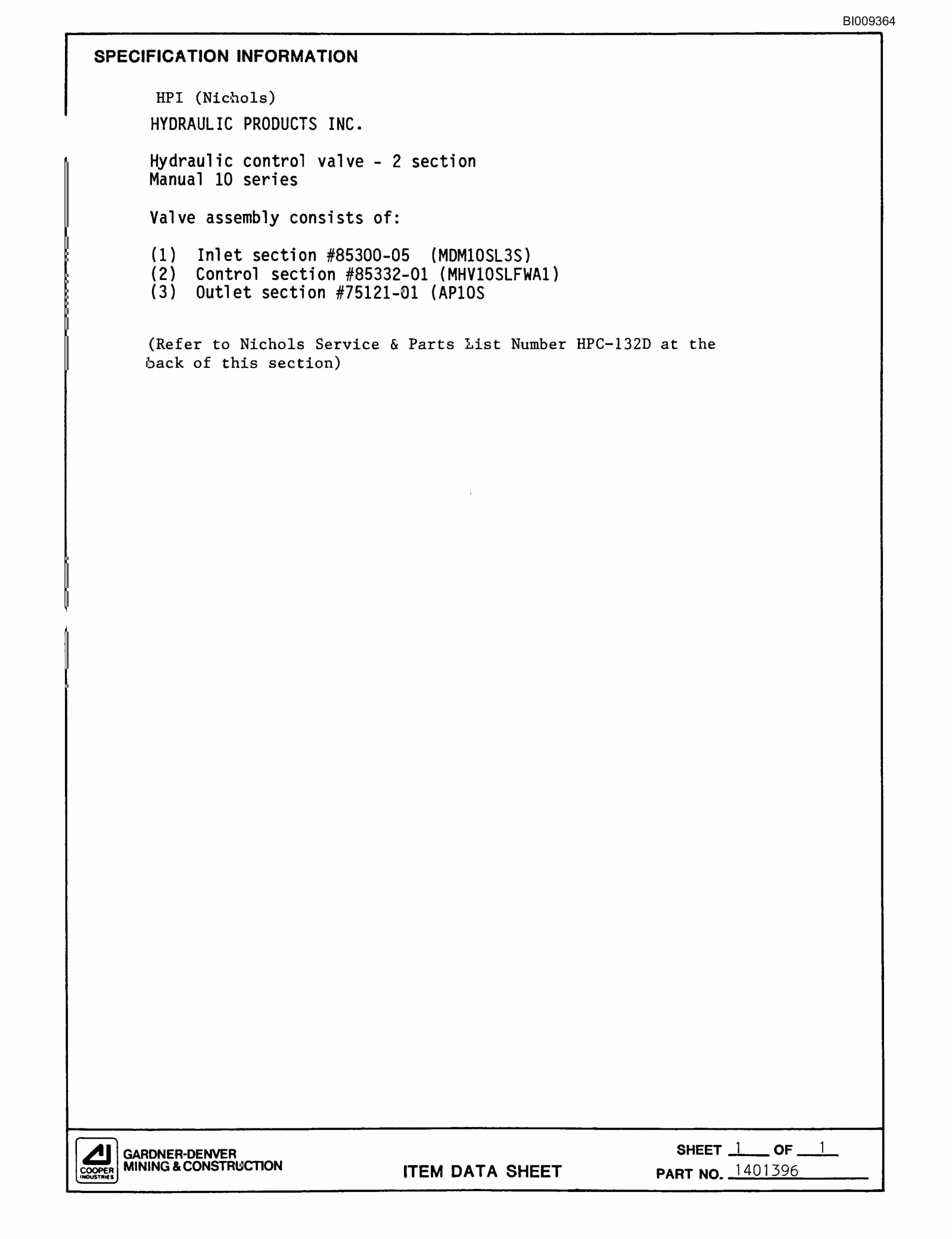 Bucyrus MK45 Articulated Hydraulic Jumbo Parts Catalog BI009364-4