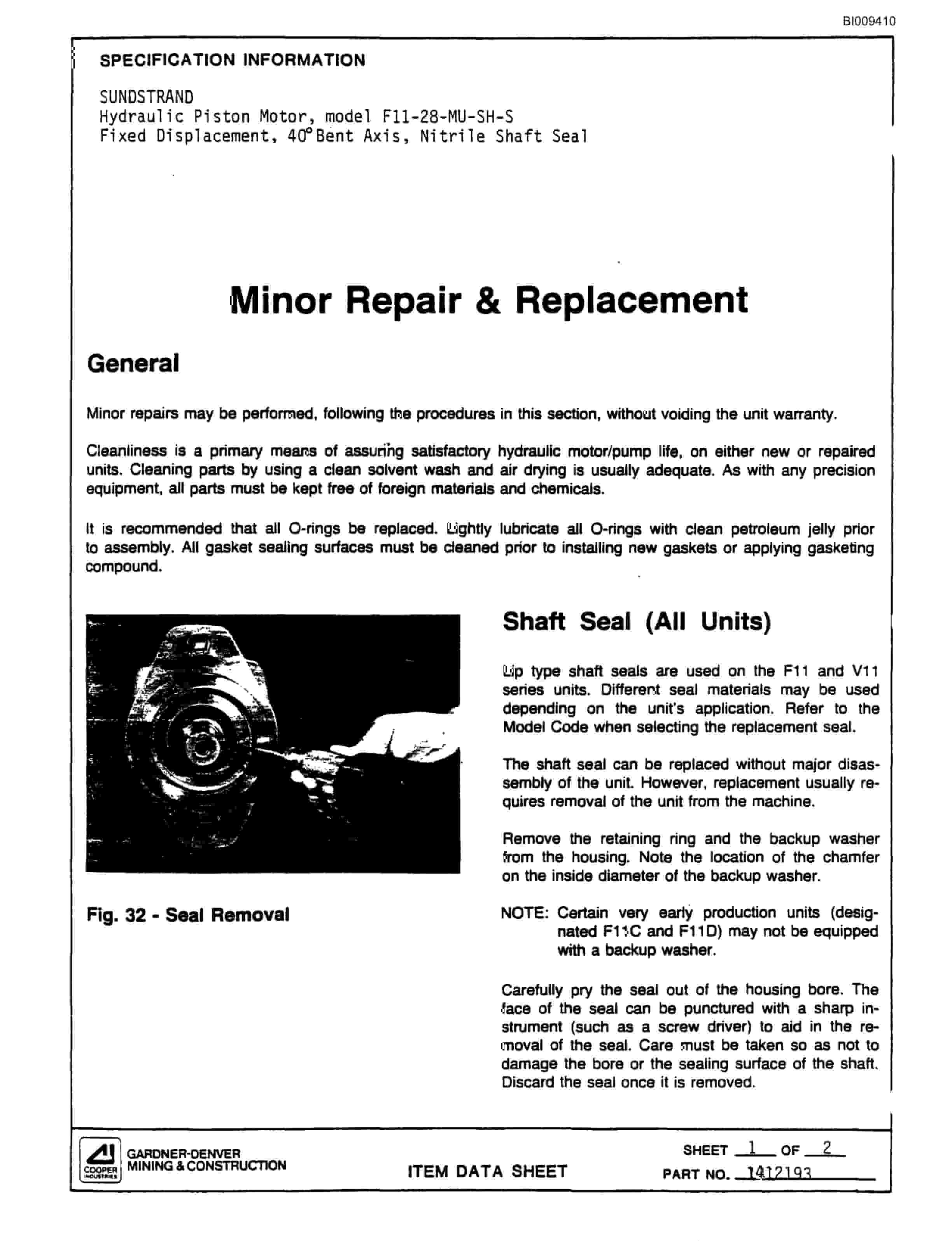 Bucyrus MK45 Articulated Hydraulic Jumbo Parts Catalog BI009410-4