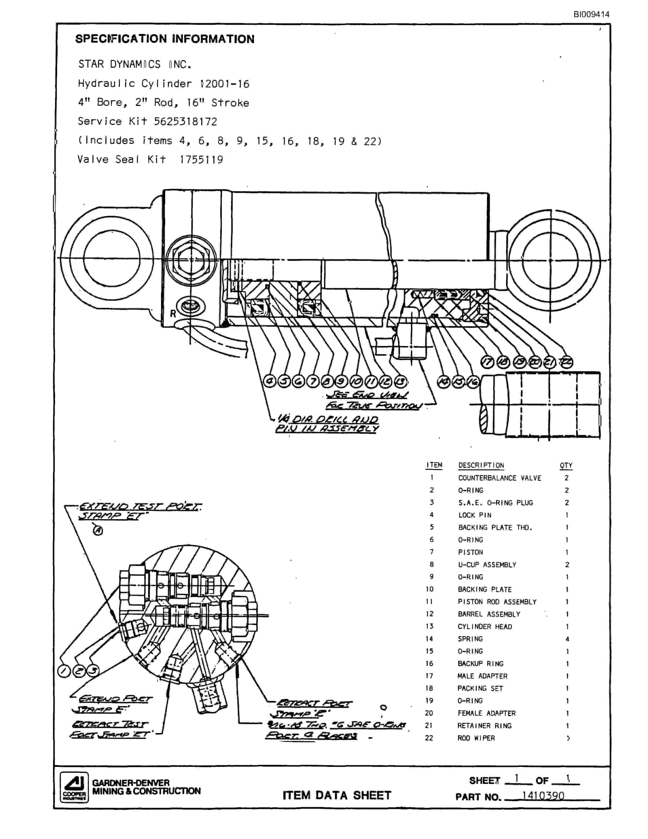 Bucyrus MK45 Articulated Hydraulic Jumbo Parts Catalog BI009414-4