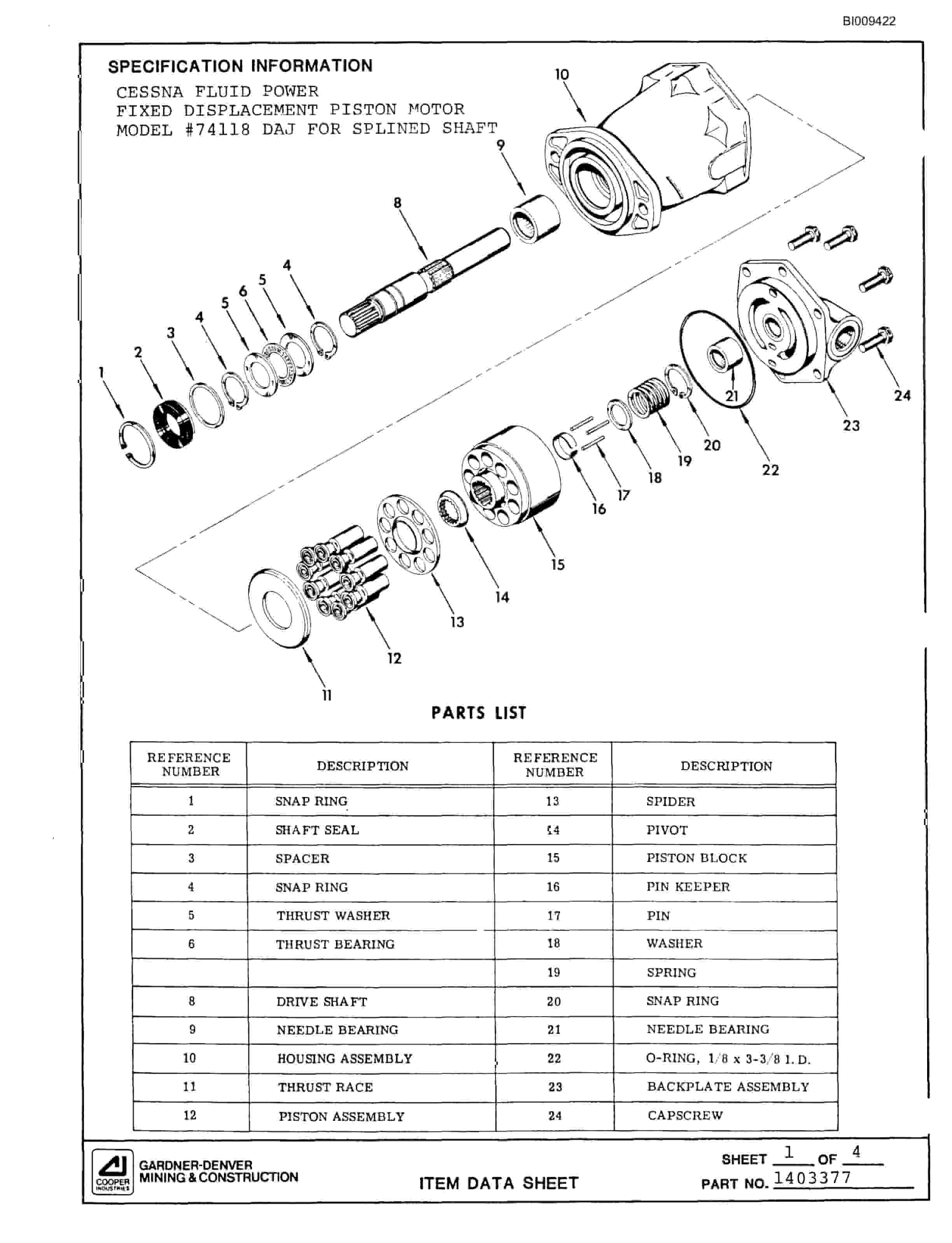 Bucyrus MK45 Single Boom Hydraulic Jumbo Parts Catalog BI009422-4