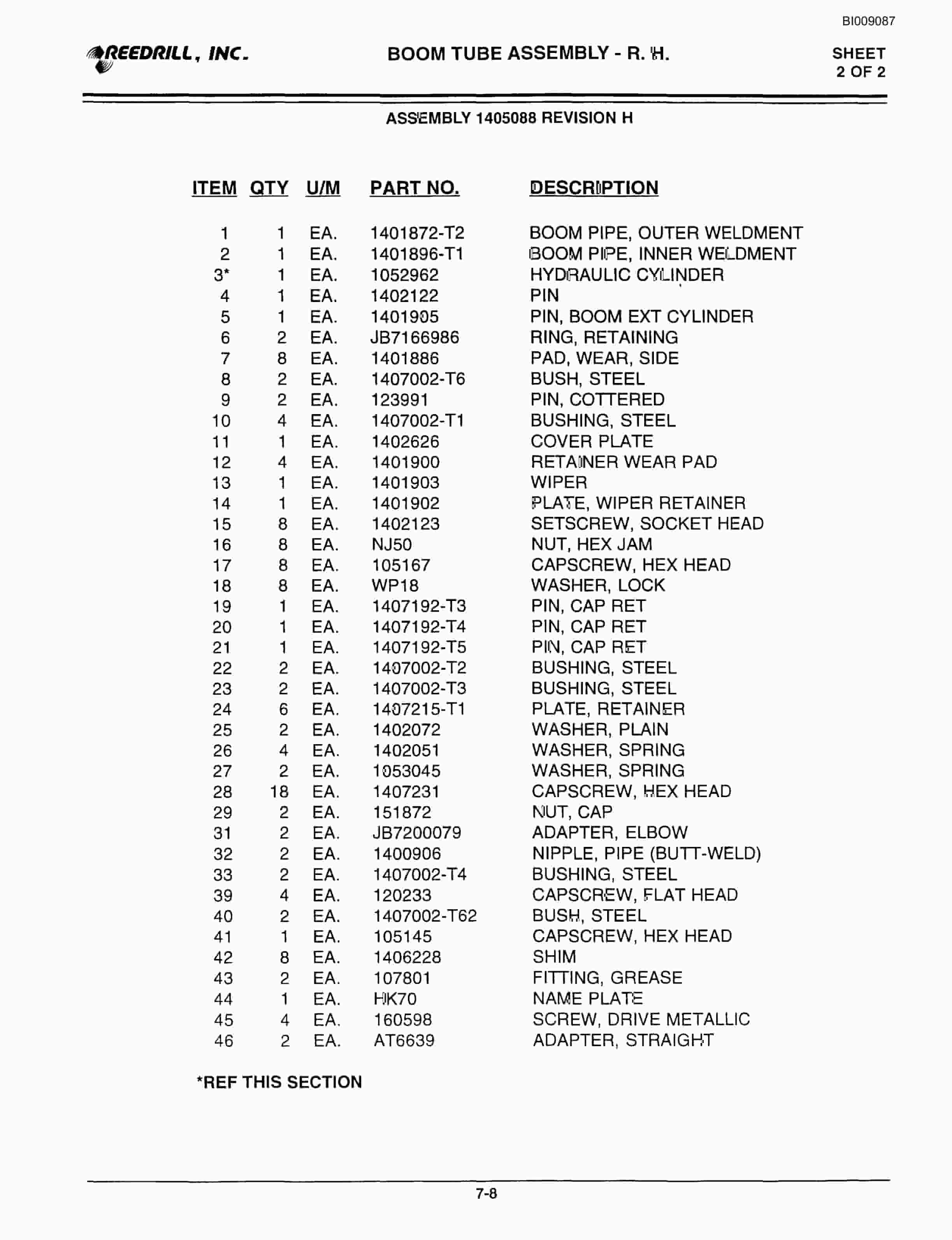 Bucyrus MK45HD Single Boom Hydraulic Jumbo Parts Catalog BI009087-5