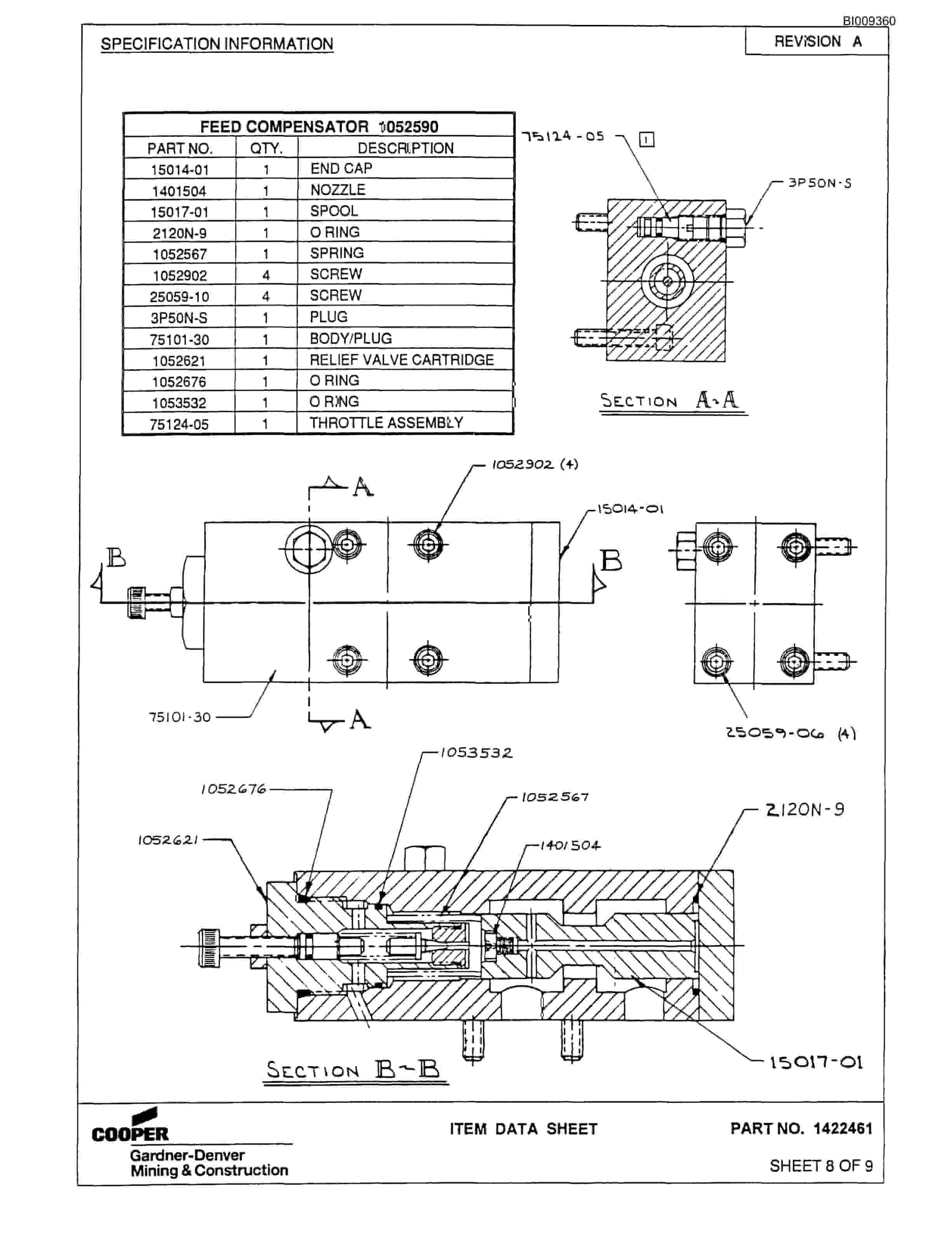 Bucyrus MK45HD Single Boom Hydraulic Jumbo Parts Catalog BI009360-4