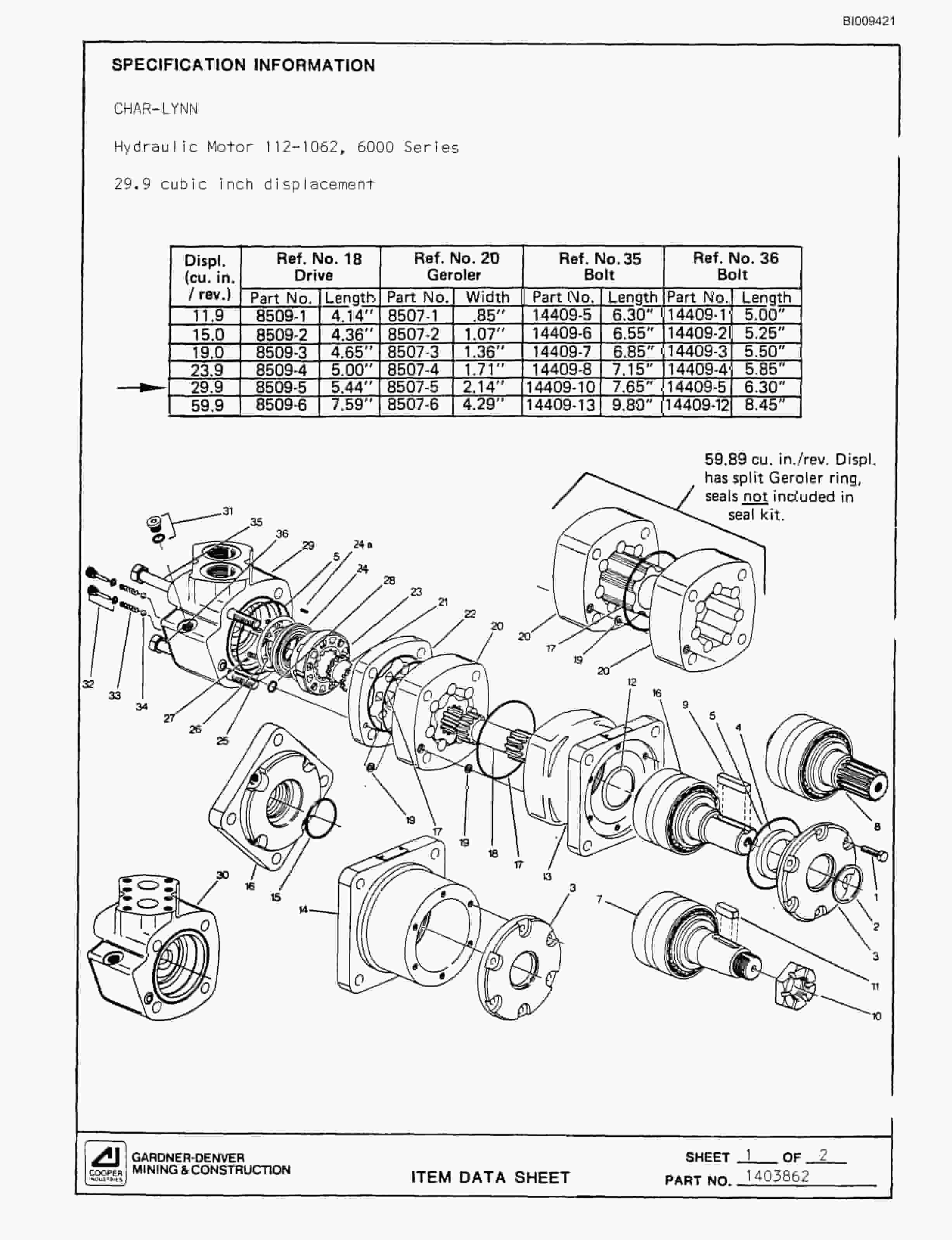 Bucyrus MK65 3 Boom Hydraulic Jumbo Parts Catalog BI009421-5