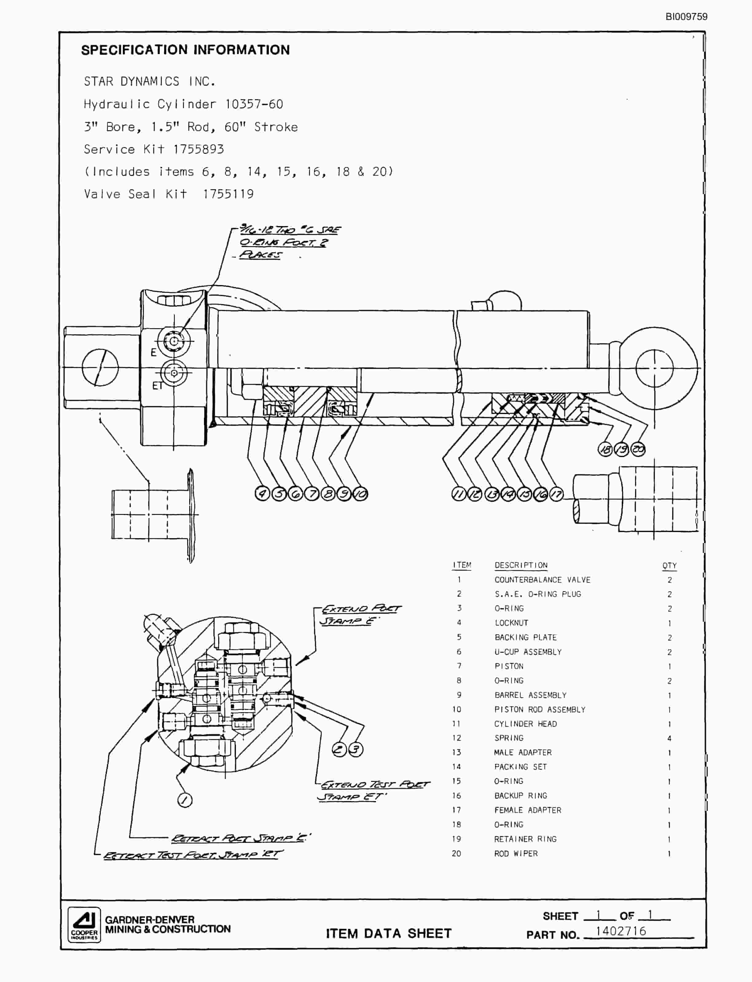 Bucyrus MK65 3 Boom Hydraulic Jumbo Parts Catalog BI009759-5