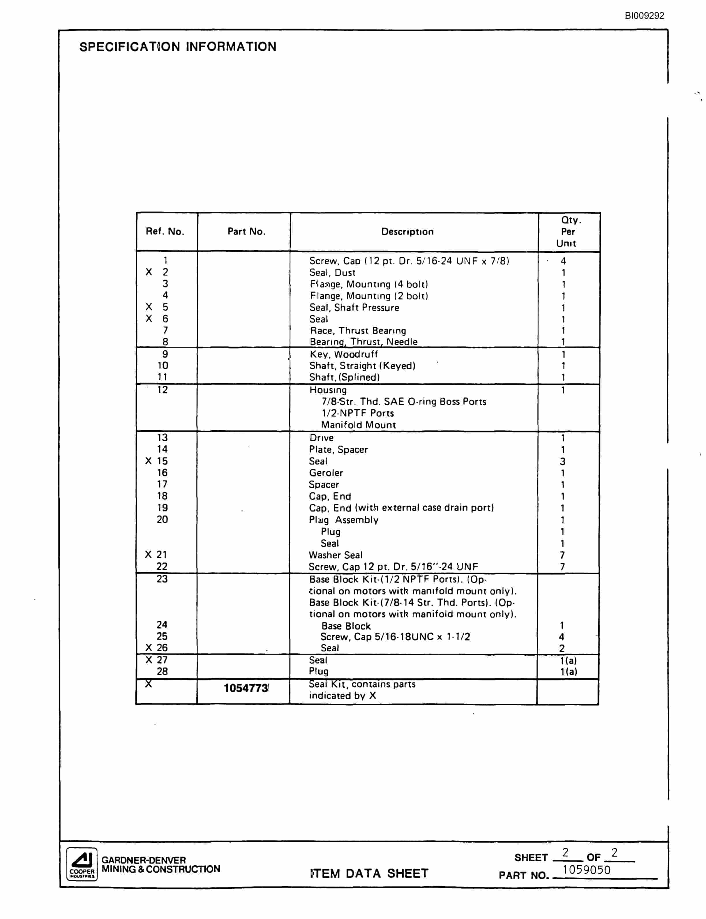 Bucyrus MK65 Articulated Hydraulic Jumbo Parts Catalog BI009292-2
