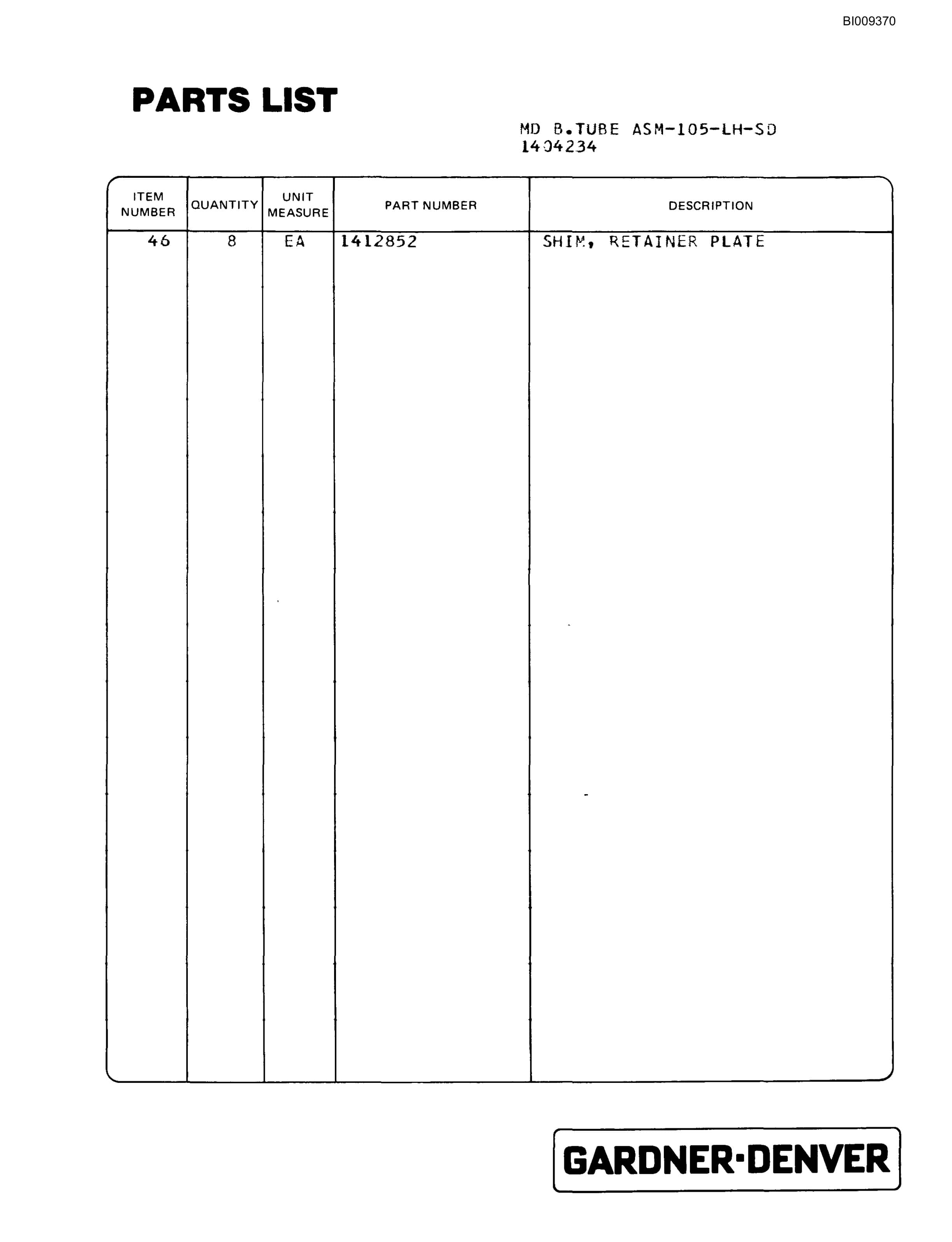 Bucyrus MK65 Articulated Hydraulic Jumbo Parts Catalog BI009370-2