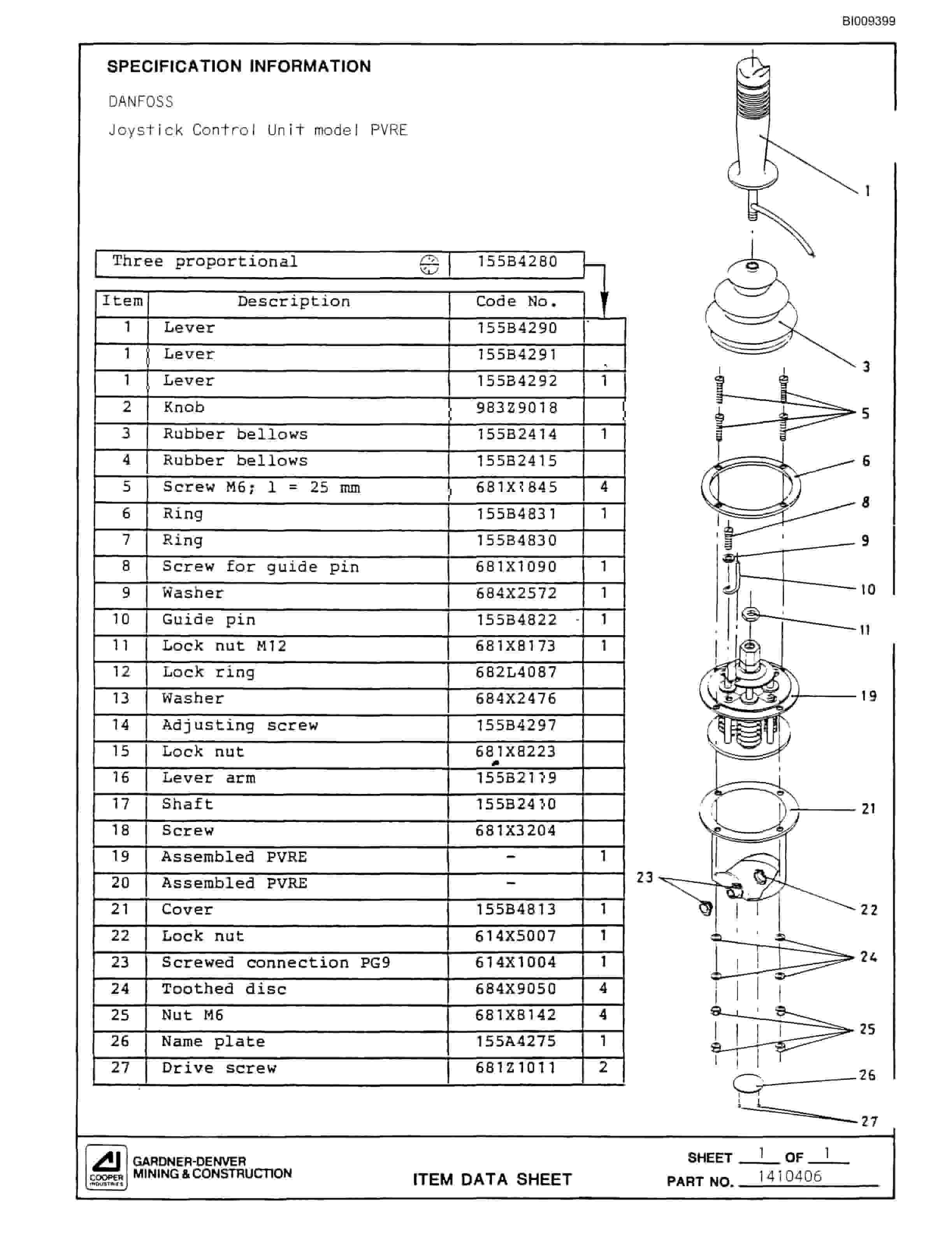 Bucyrus MK65 Articulated Hydraulic Jumbo Parts Catalog BI009399-5