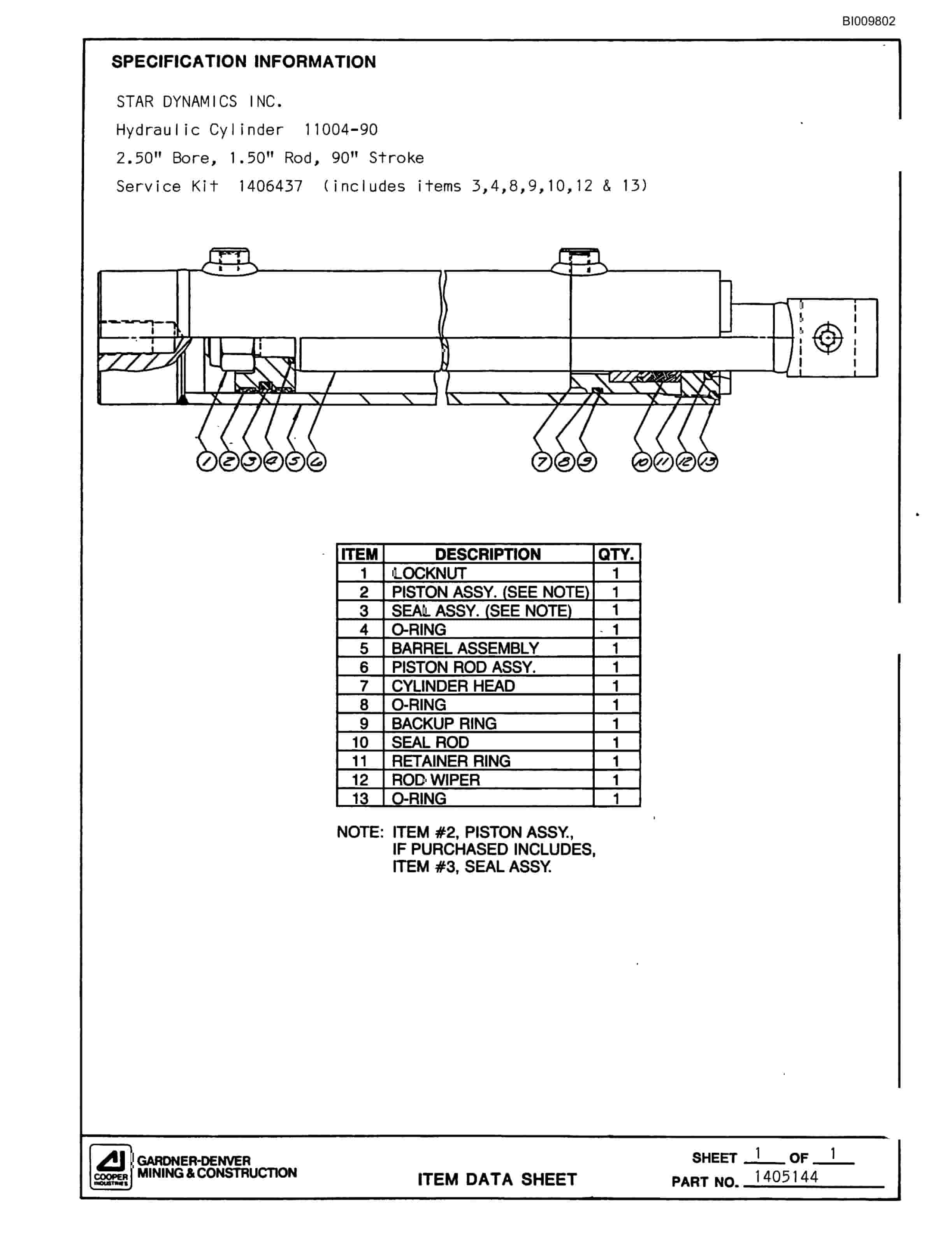 Bucyrus MK65 Articulated Hydraulic Jumbo Parts Catalog BI009802-4
