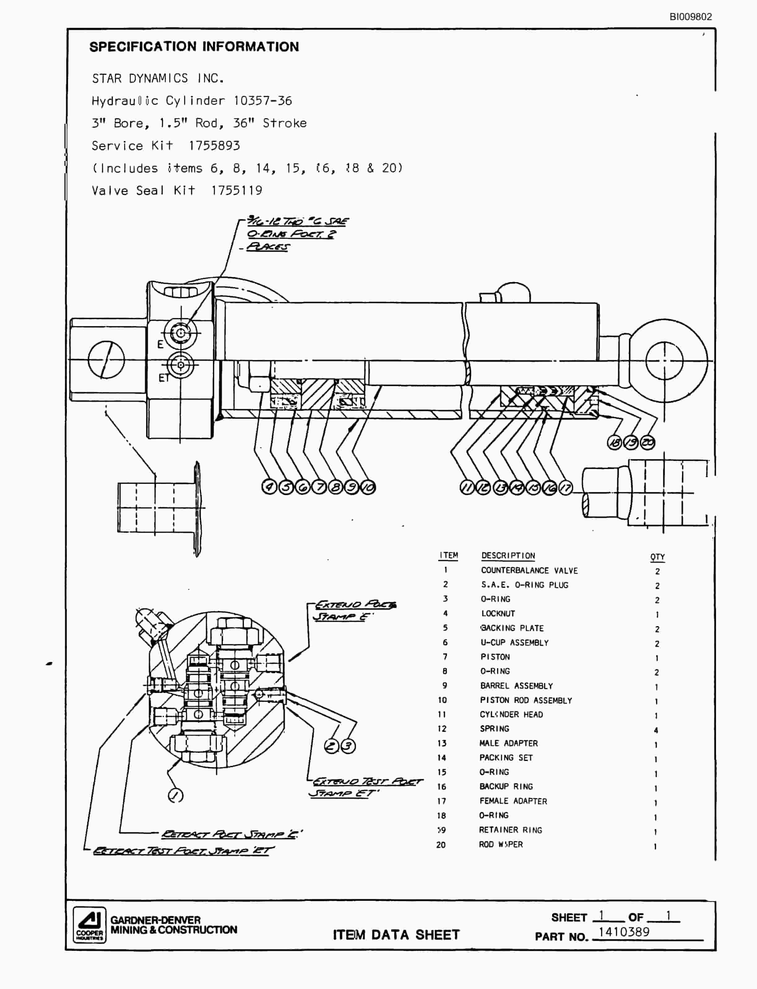 Bucyrus MK65 Articulated Hydraulic Jumbo Parts Catalog BI009802-5