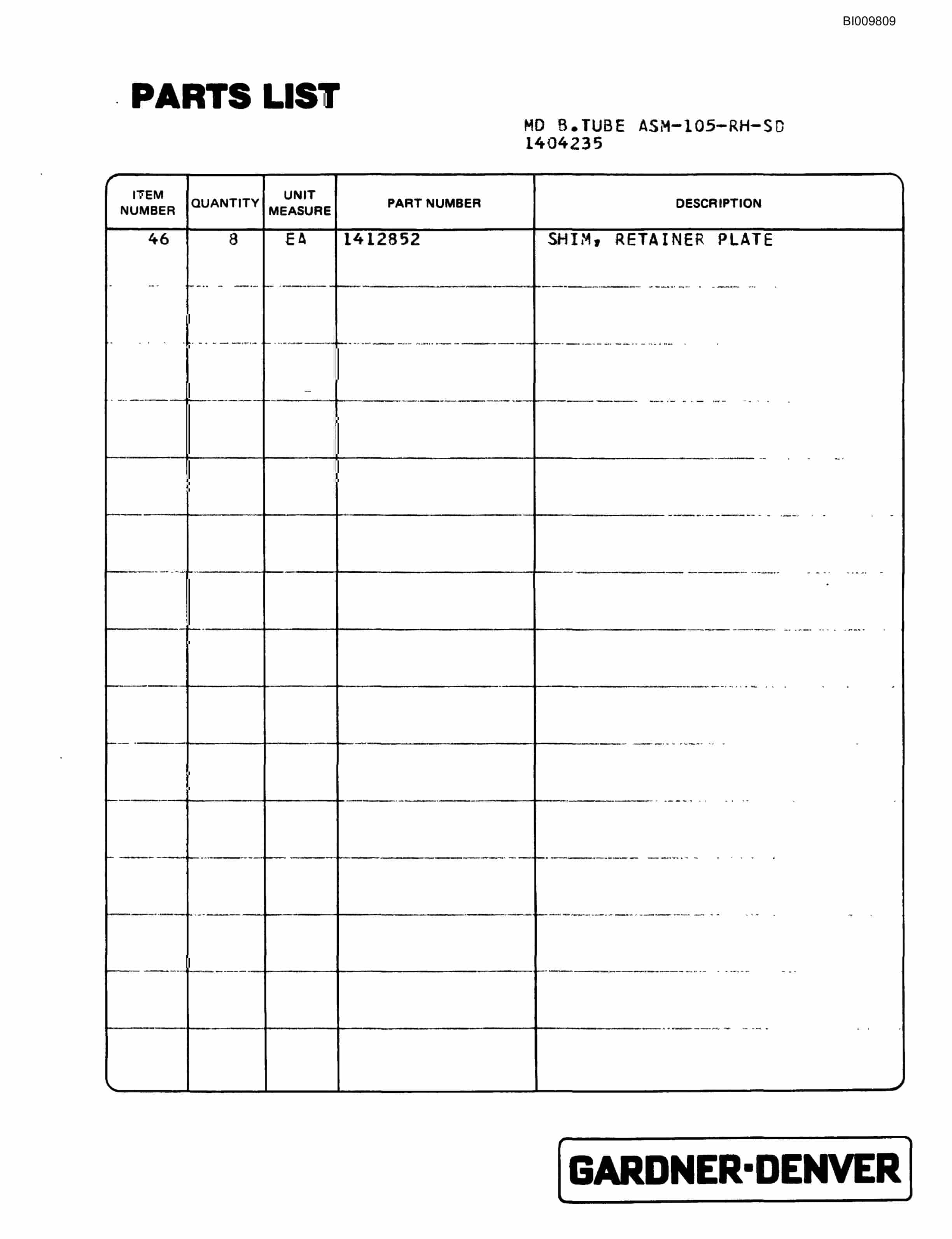 Bucyrus MK65 Hydraulic Jumbo Parts Catalog BI009809-2