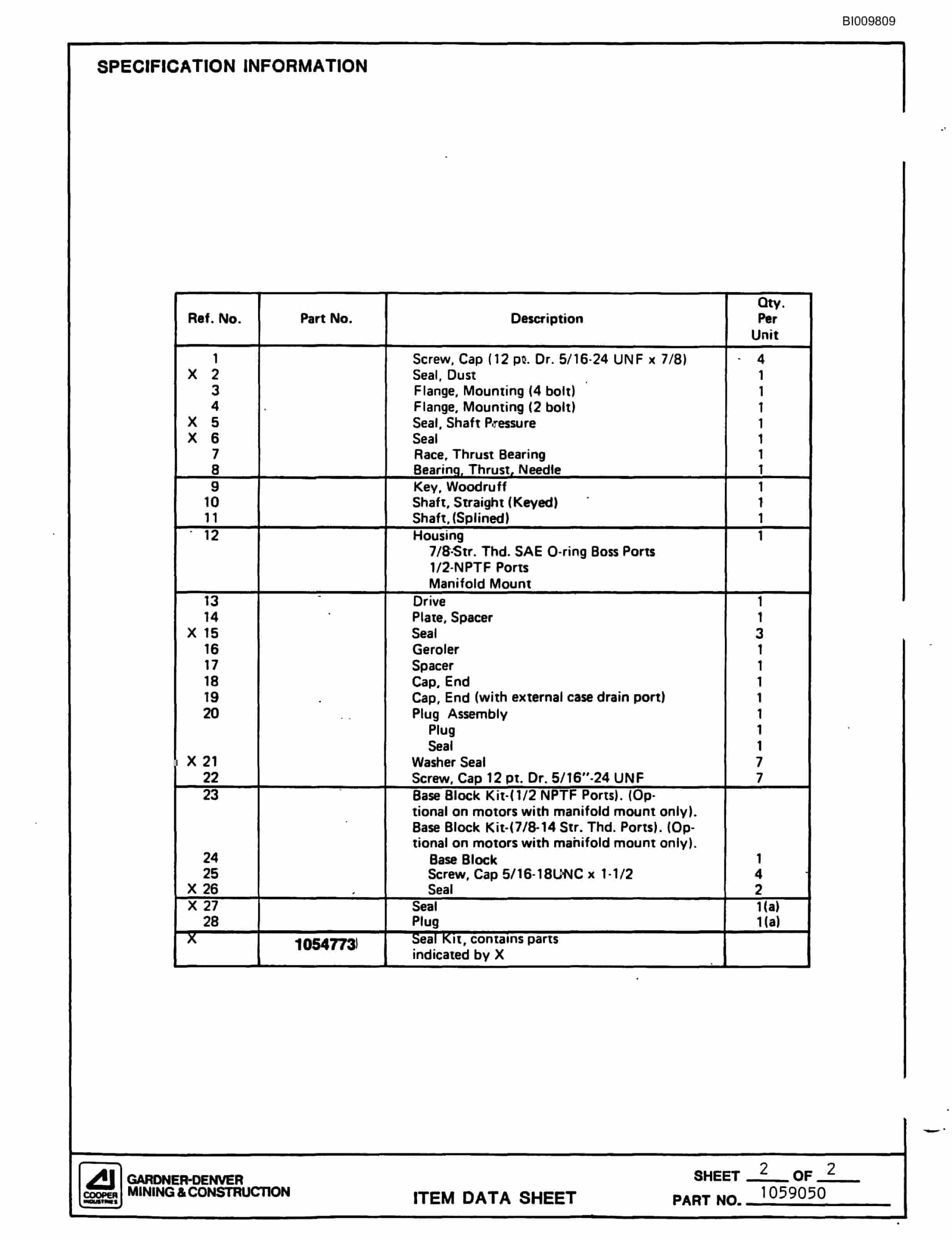 Bucyrus MK65 Hydraulic Jumbo Parts Catalog BI009809-4