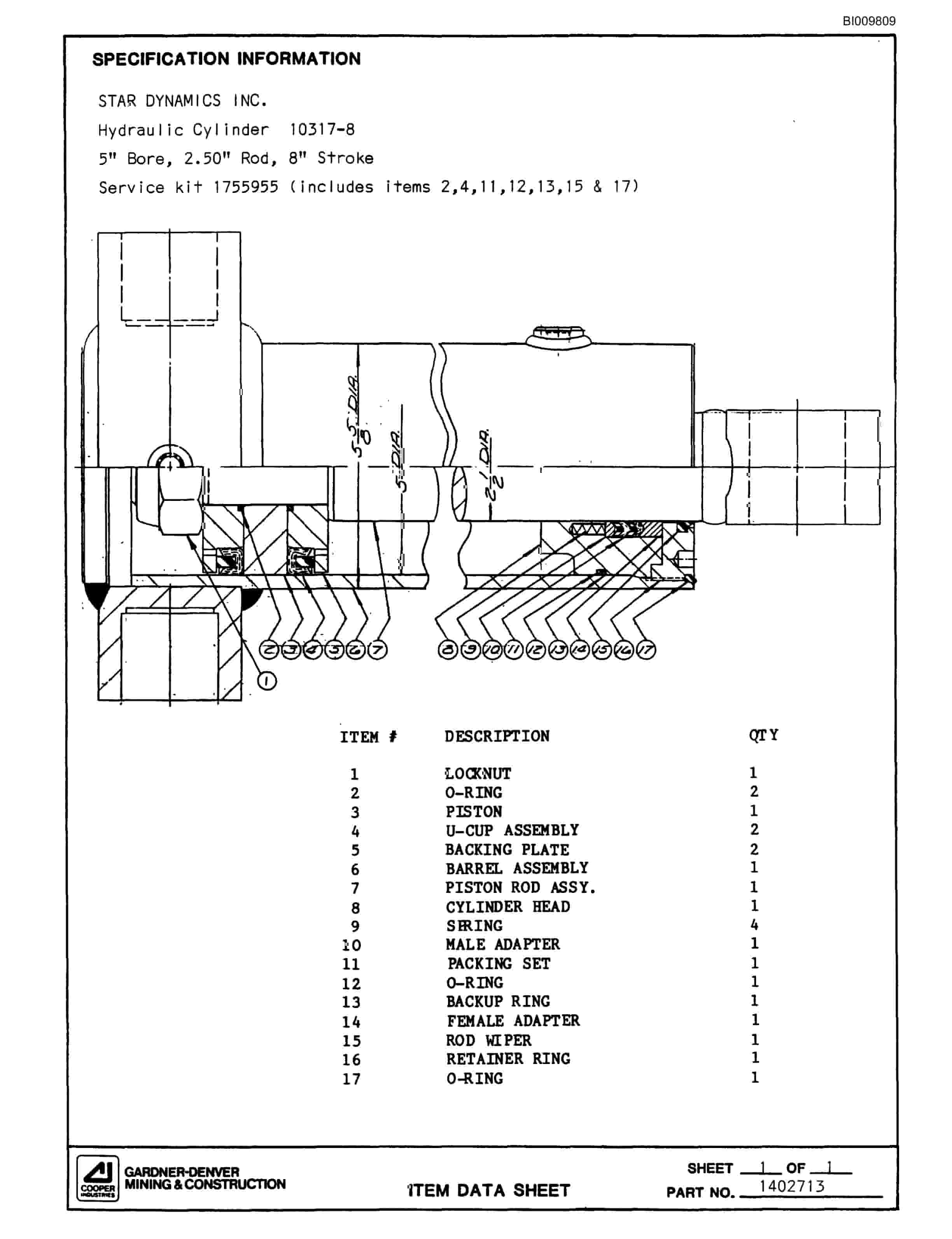 Bucyrus MK65 Hydraulic Jumbo Parts Catalog BI009809-5