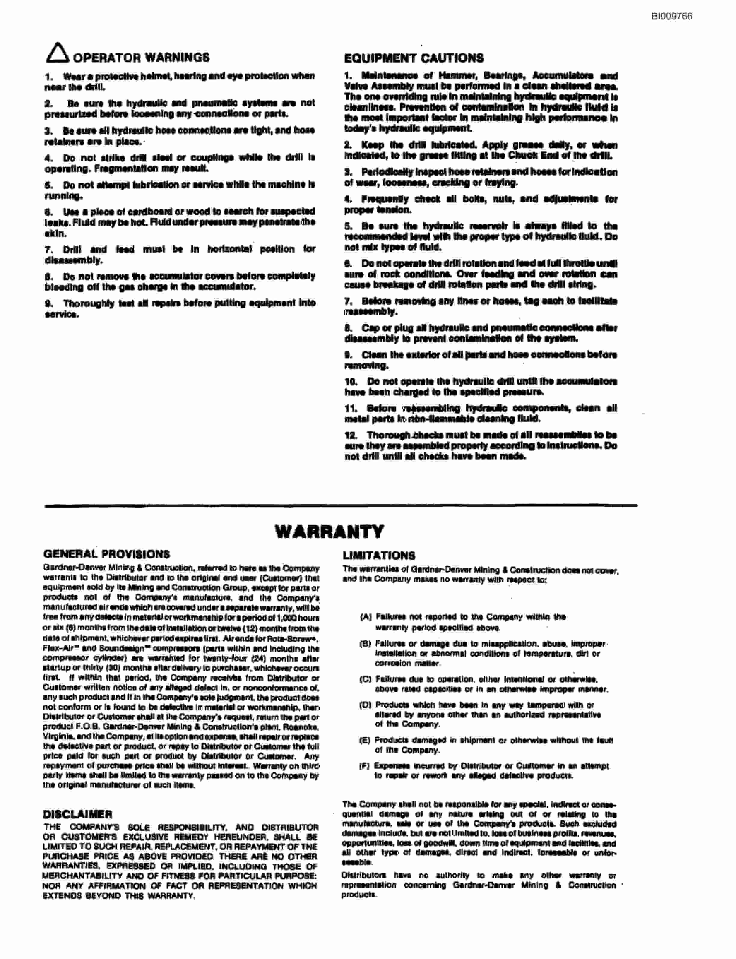 Bucyrus MK65 Two Boom Hydraulic Jumbo Parts Catalog BI009766-2