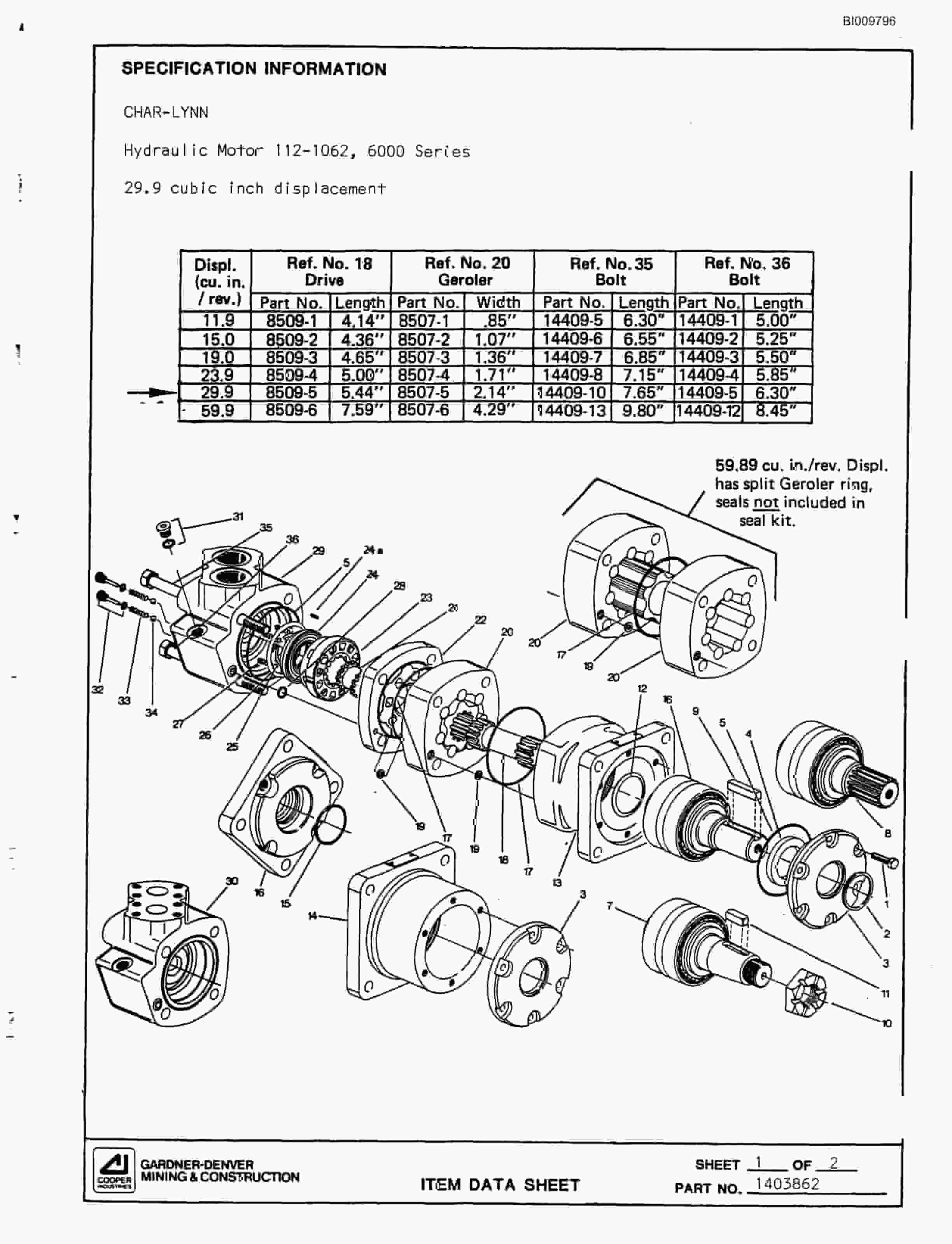 Bucyrus MK65 Two Boom Hydraulic Jumbo Parts Catalog BI009796-4