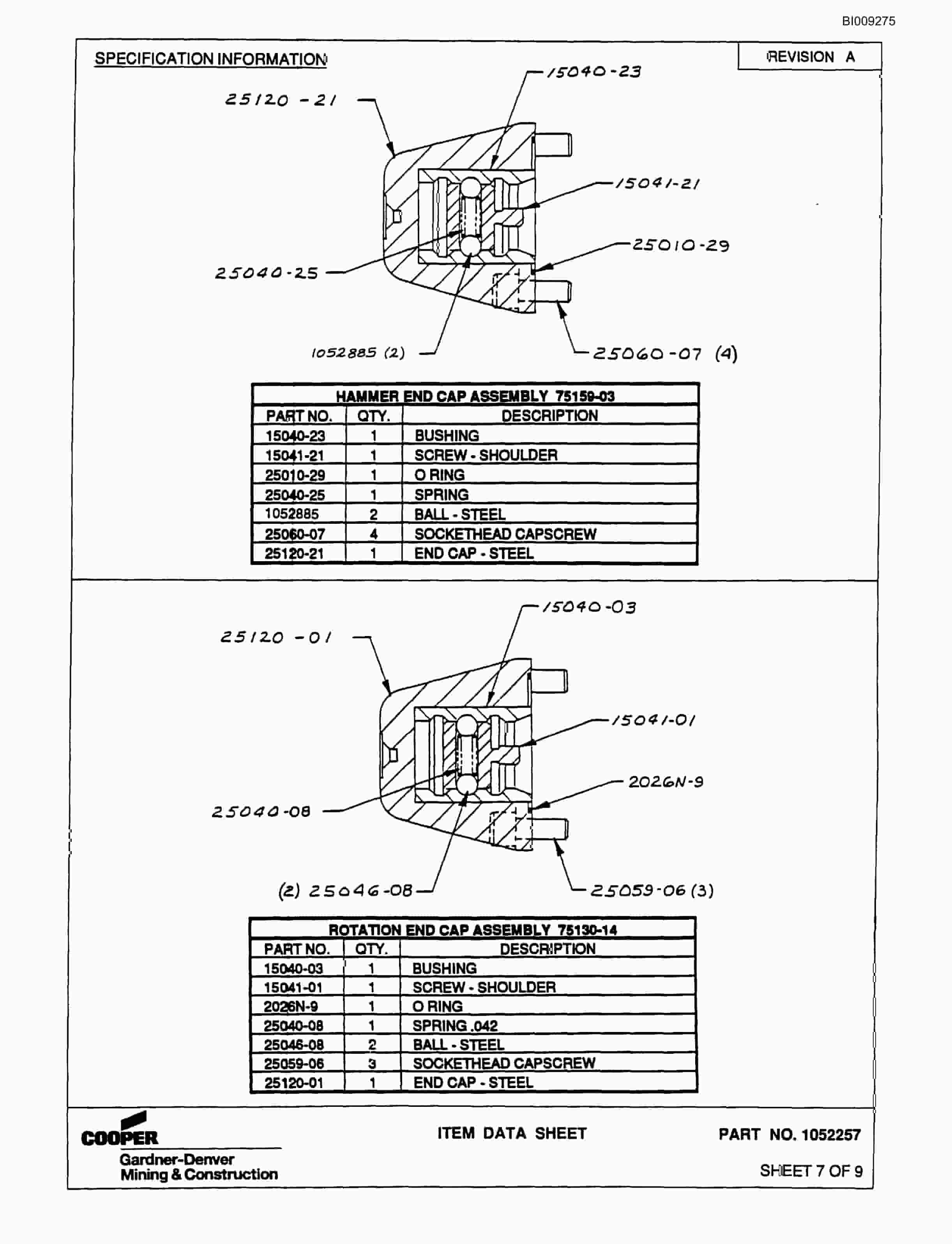 Bucyrus MK65HE 2 Boom Hydraulic Jumbo Parts Catalog BI009275-4