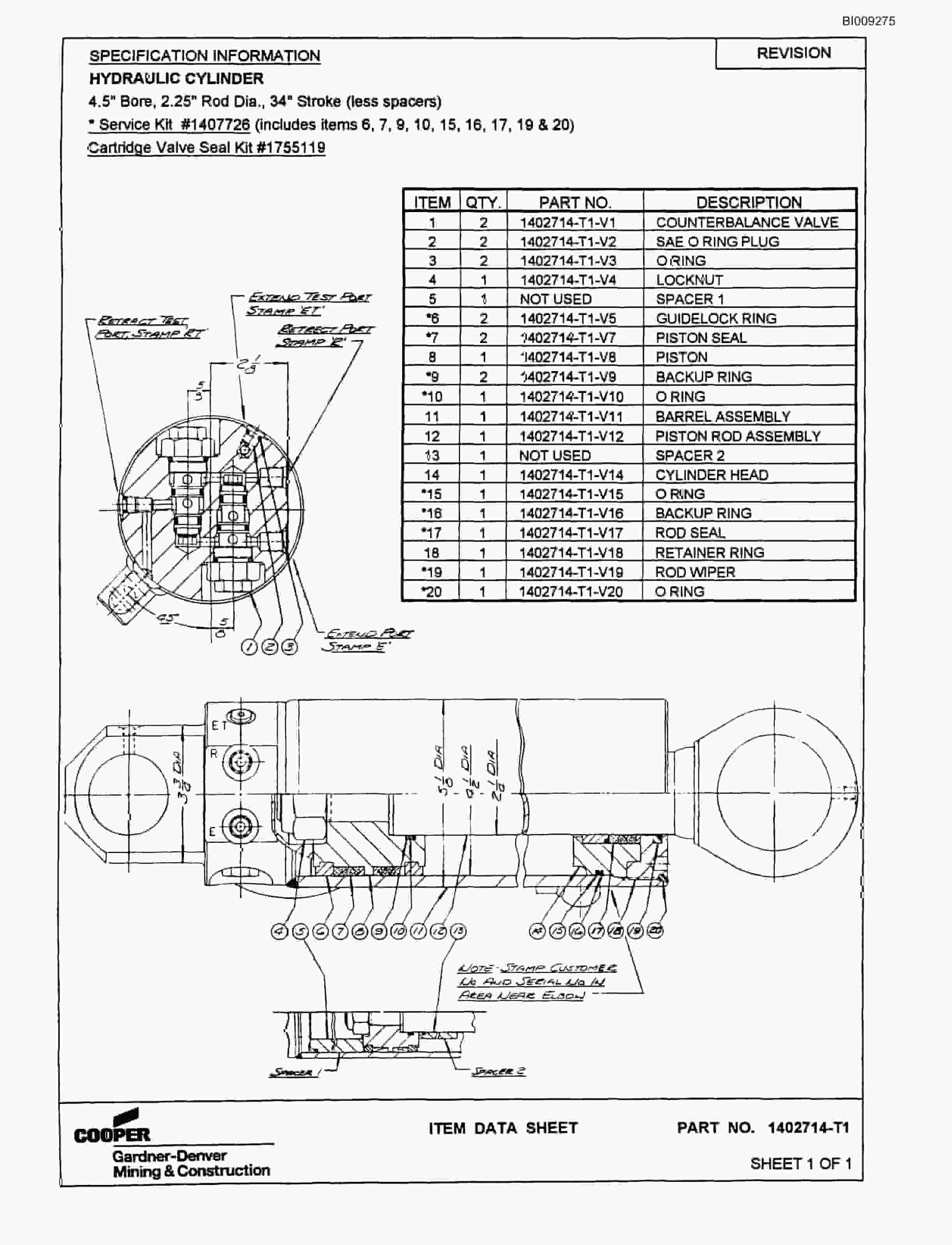 Bucyrus MK65HE 2 Boom Hydraulic Jumbo Parts Catalog BI009275-5