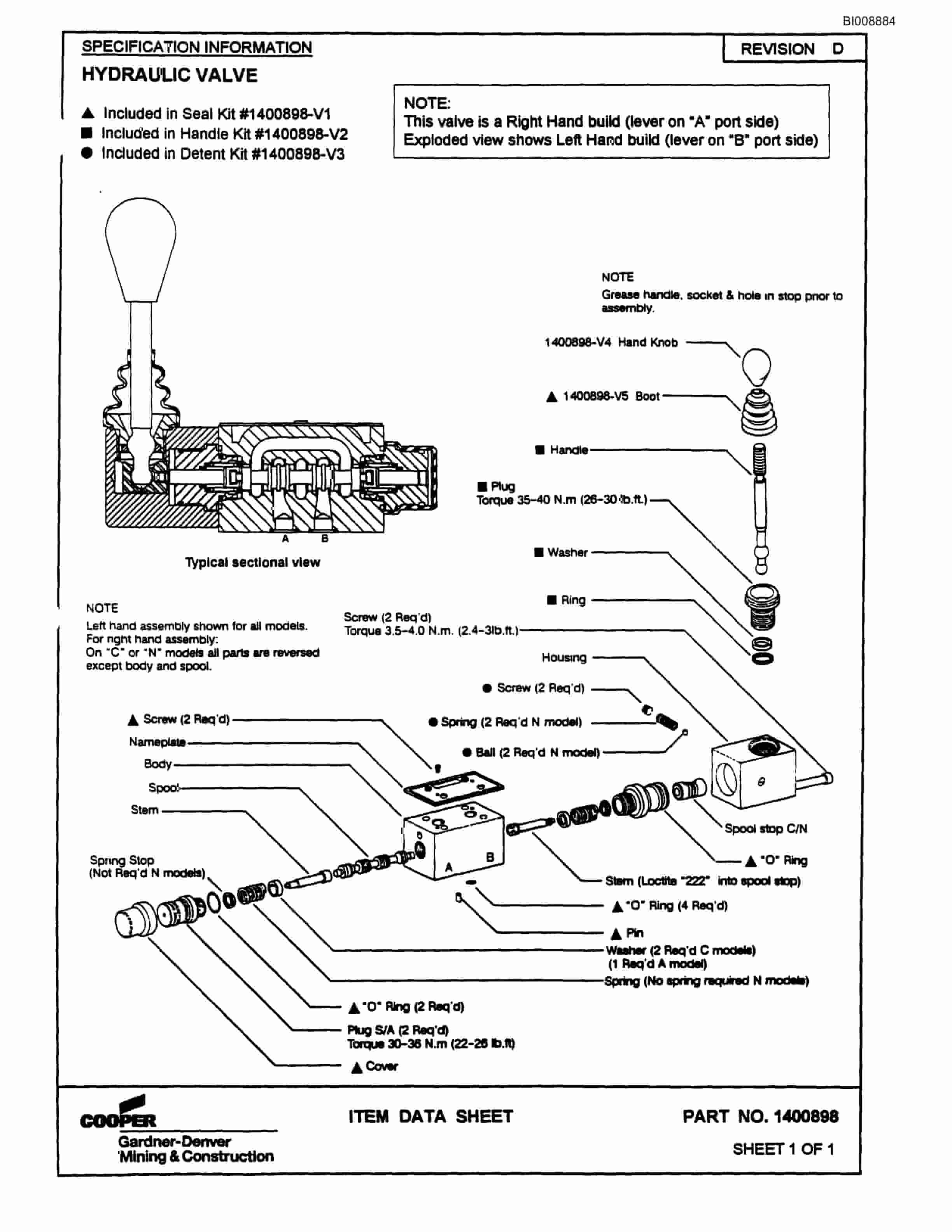 Bucyrus MK65HE Two Boom Hydraulic Jumbo Parts Catalog BI008884-4