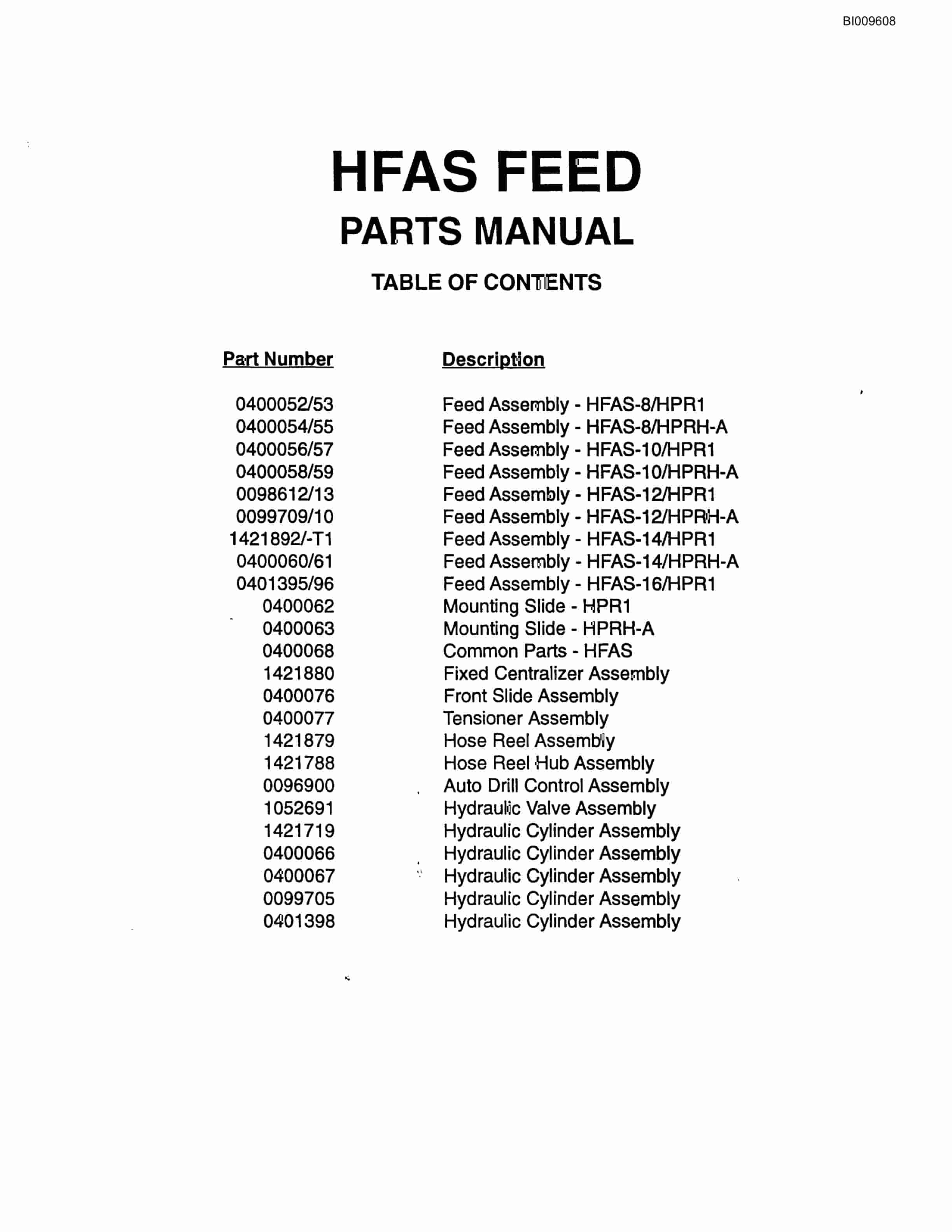 Bucyrus MK65HE Two Boom Hydraulic Jumbo Parts Catalog BI009608-2
