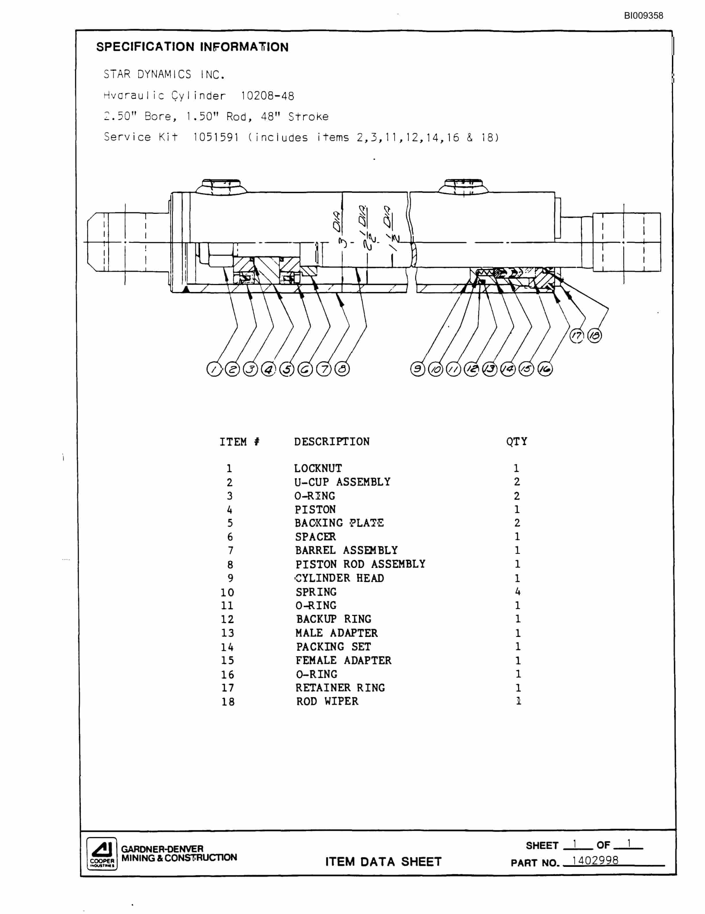 Bucyrus MK65P 2 Boom Pneumatic Jumbo Parts Catalog BI009358-5