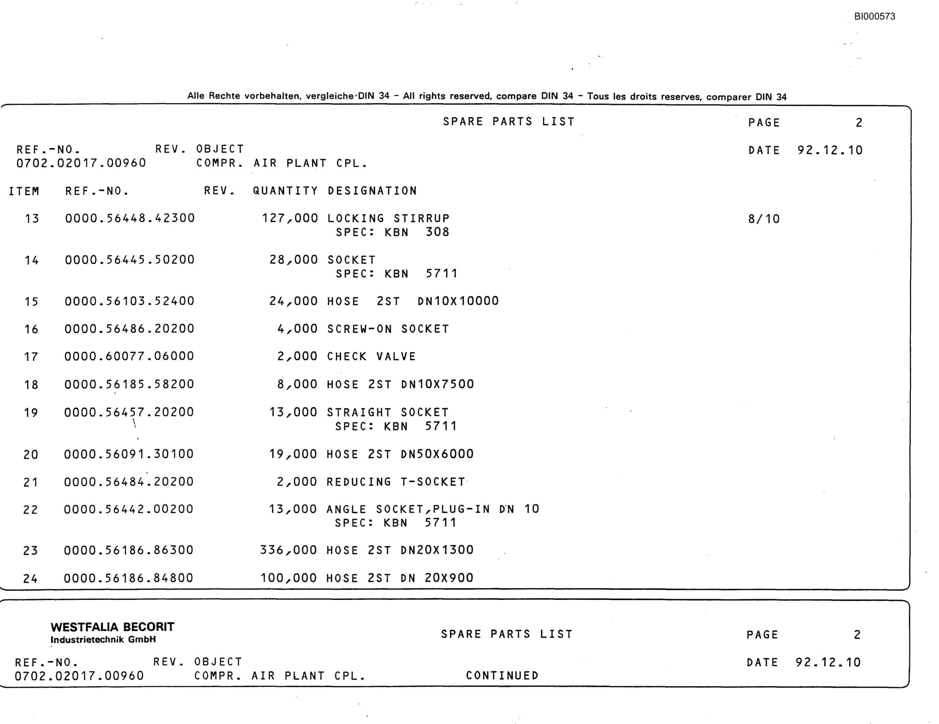 Bucyrus Mobile Conveyor Parts Catalog BI000573-3
