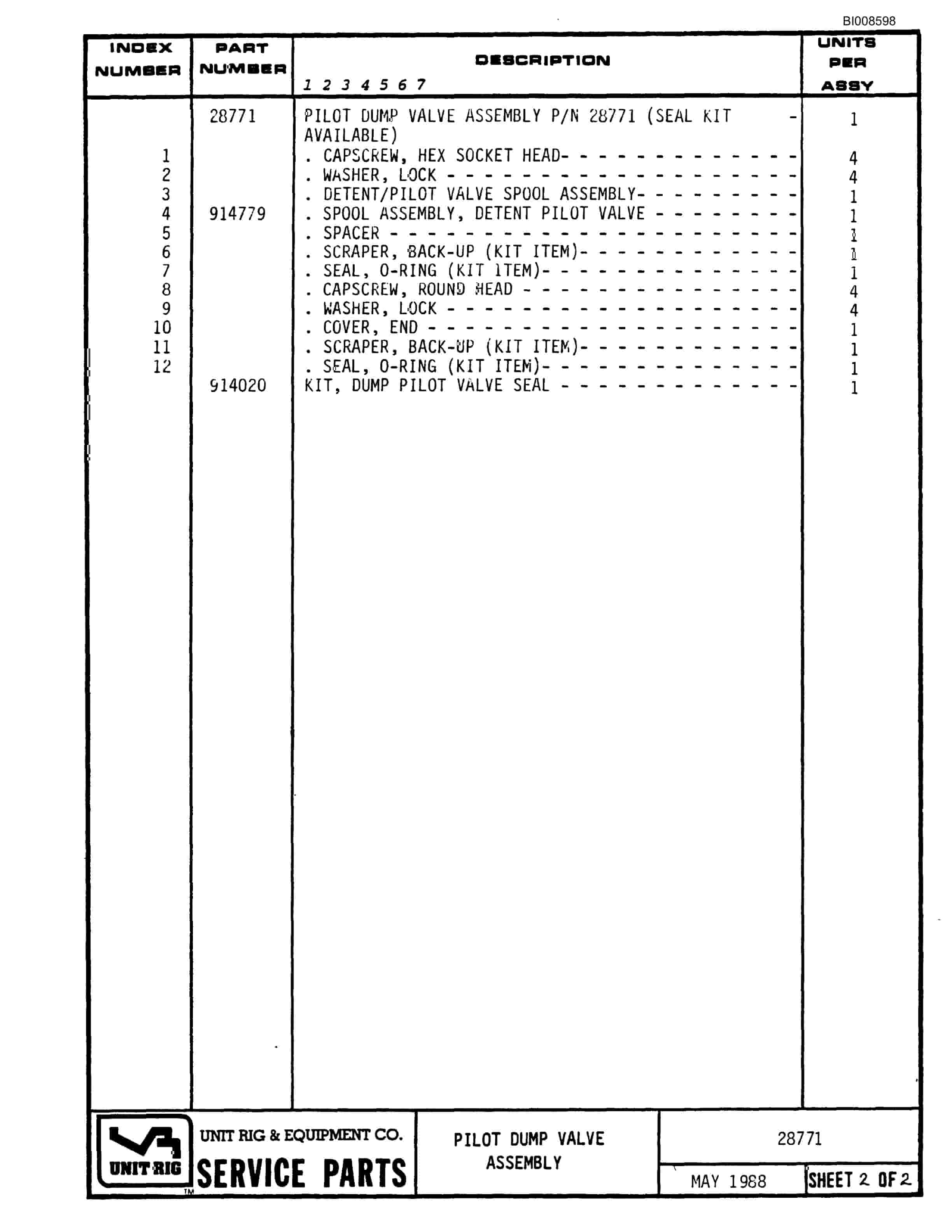 Bucyrus MT-1900 Parts Catalog BI008598-5