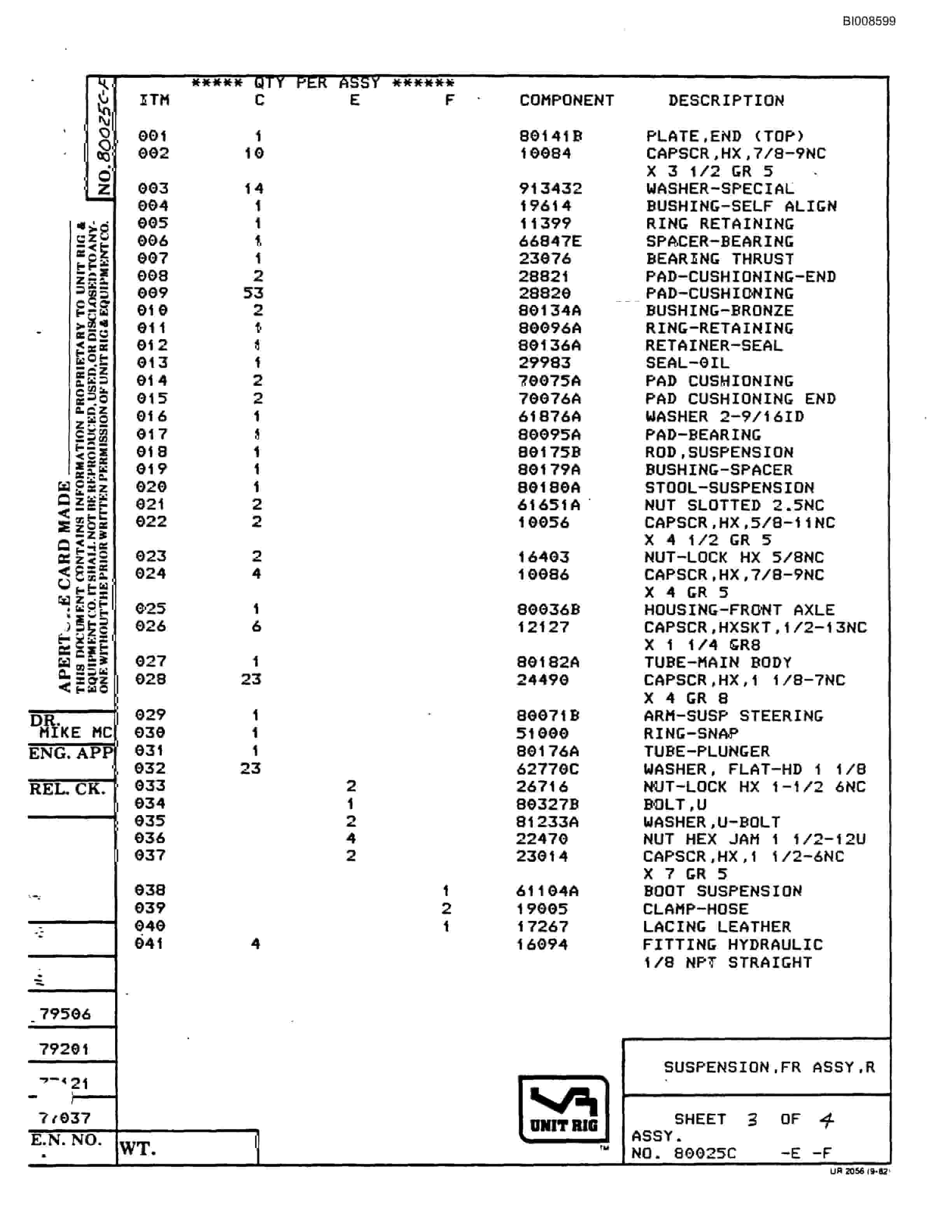 Bucyrus MT-2050 Parts Catalog BI008599-5