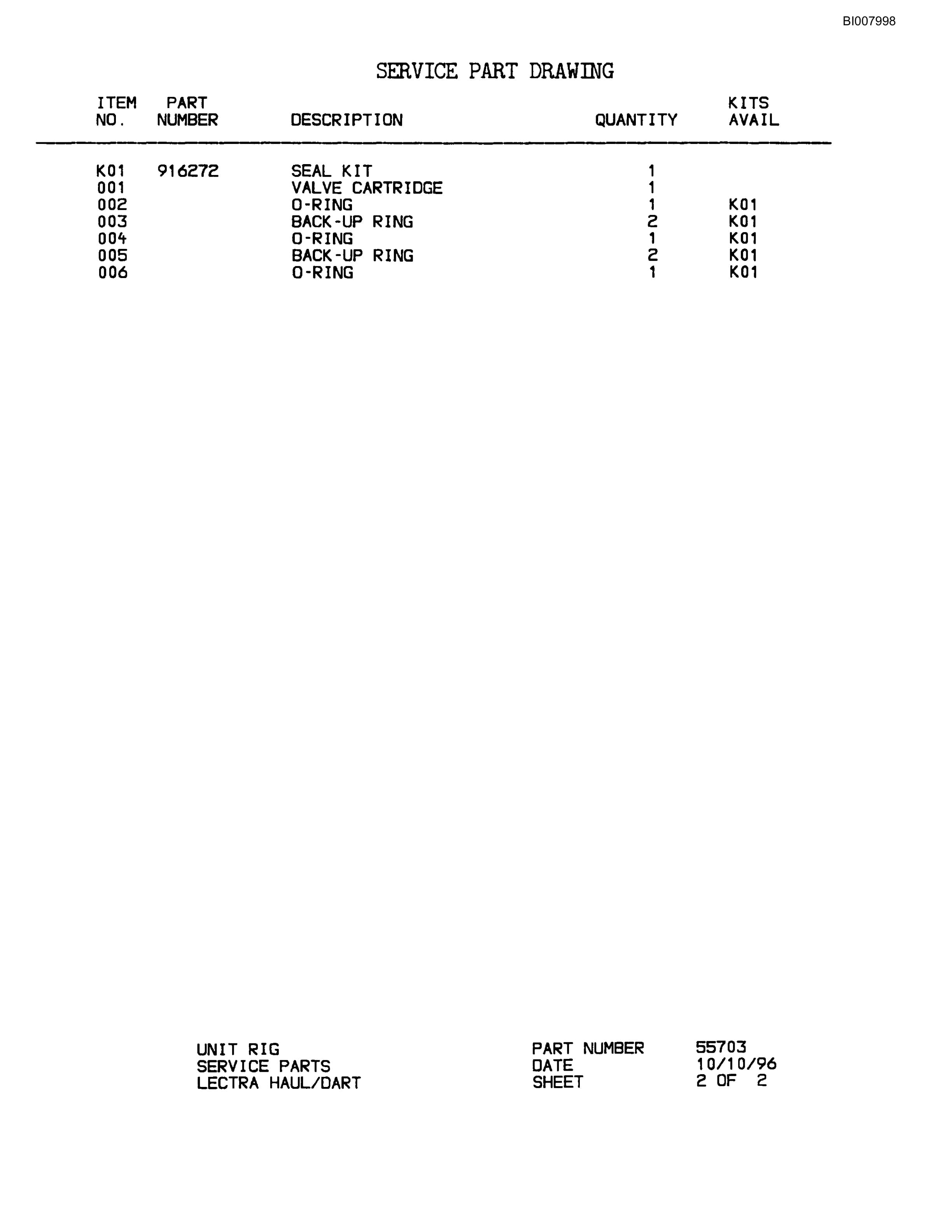 Bucyrus MT-2700B Parts Catalog BI007998-5
