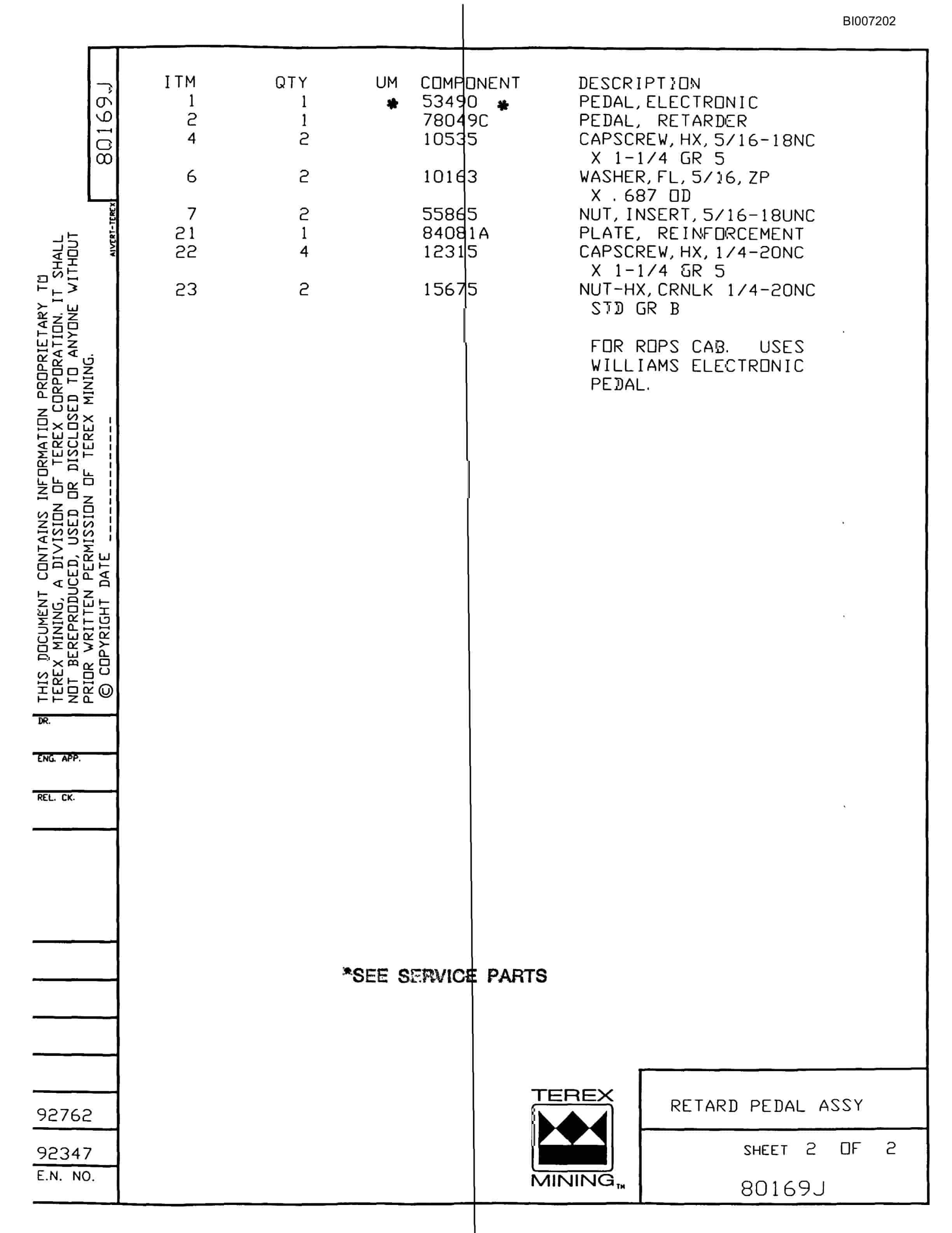 Bucyrus MT-3300 Parts Catalog BI007202-2