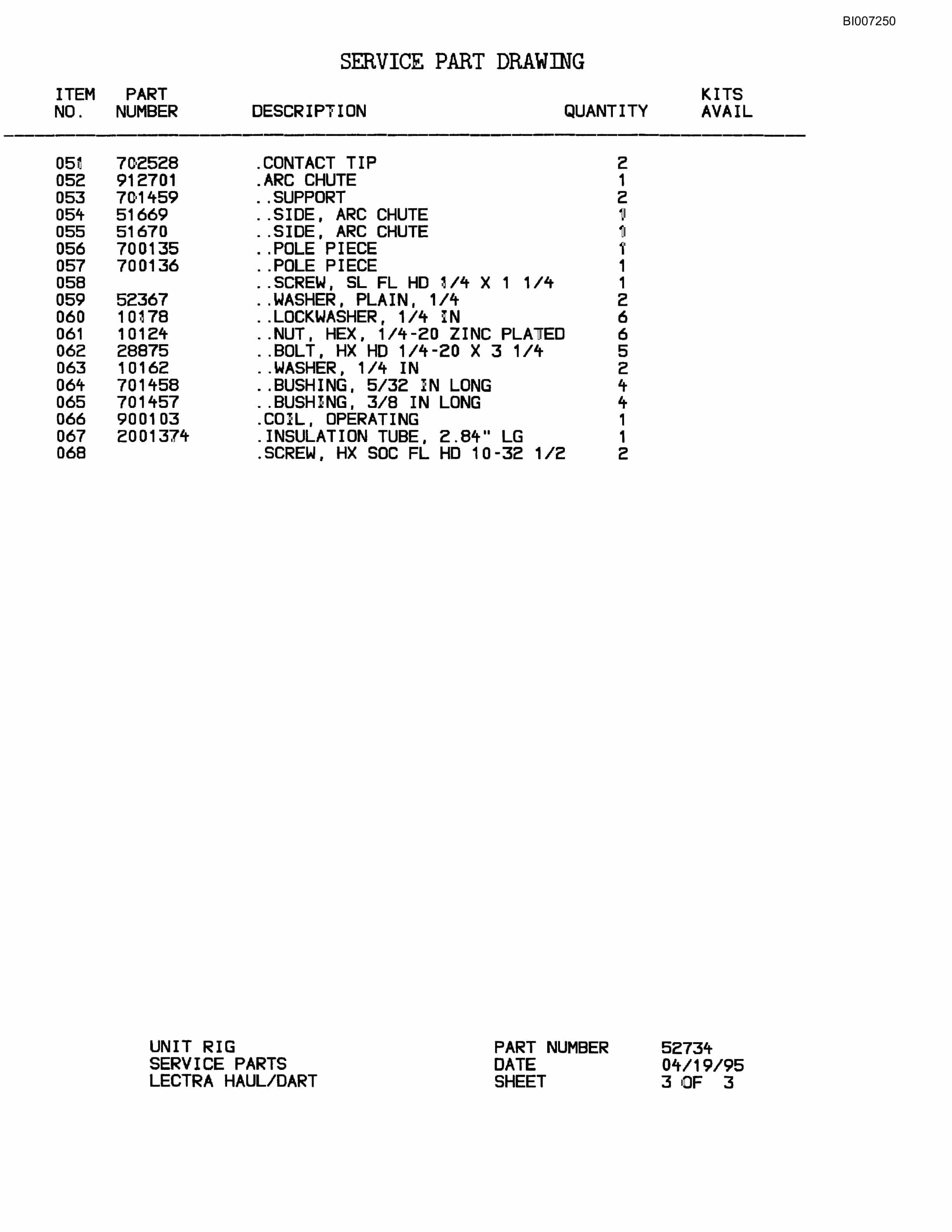 Bucyrus MT-3300 Parts Catalog BI007250-3