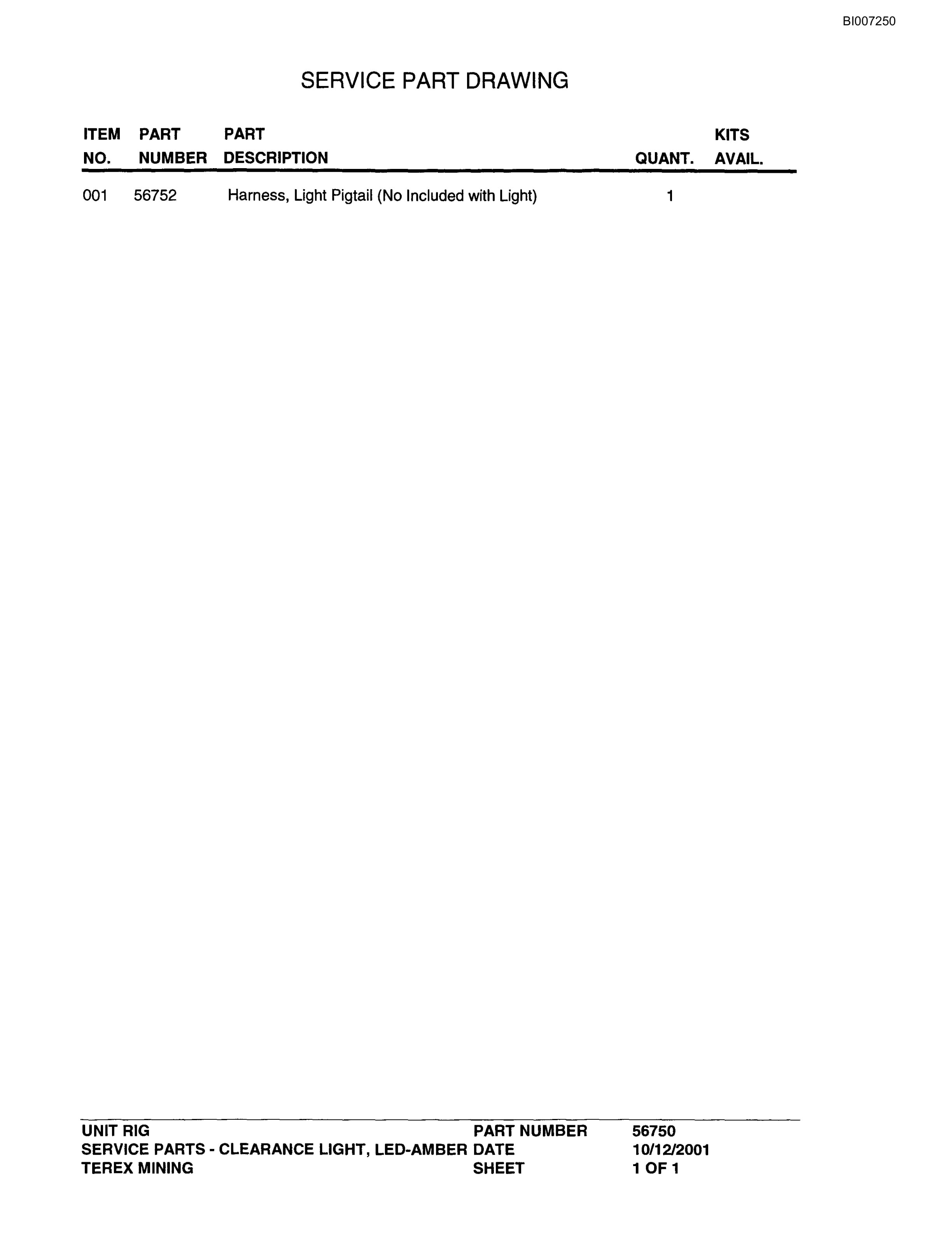 Bucyrus MT-3300 Parts Catalog BI007250-5