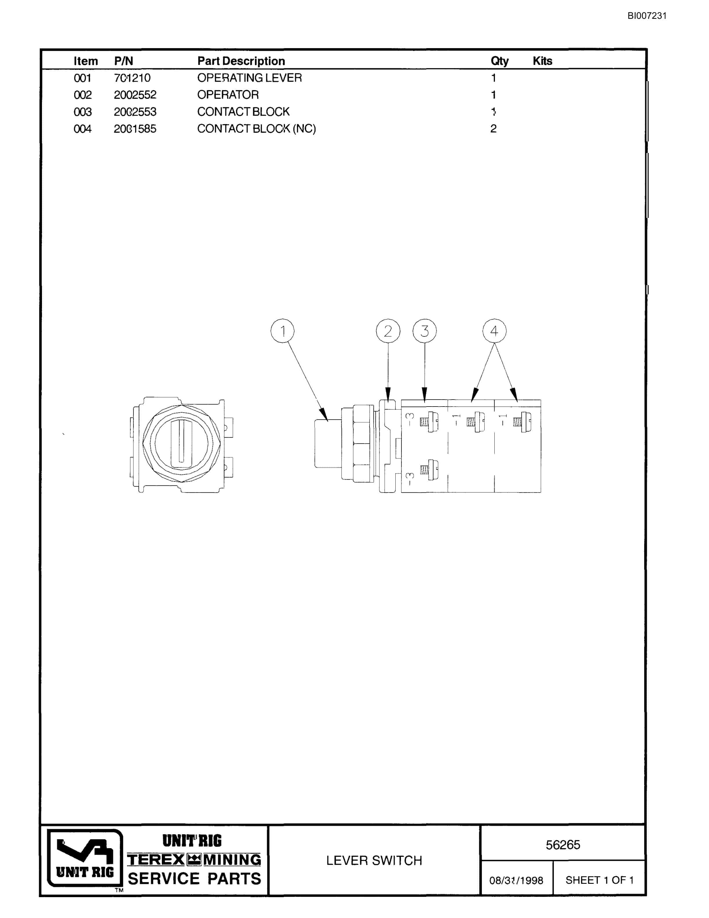 Bucyrus MT-3300AC Parts Catalog BI007231-4