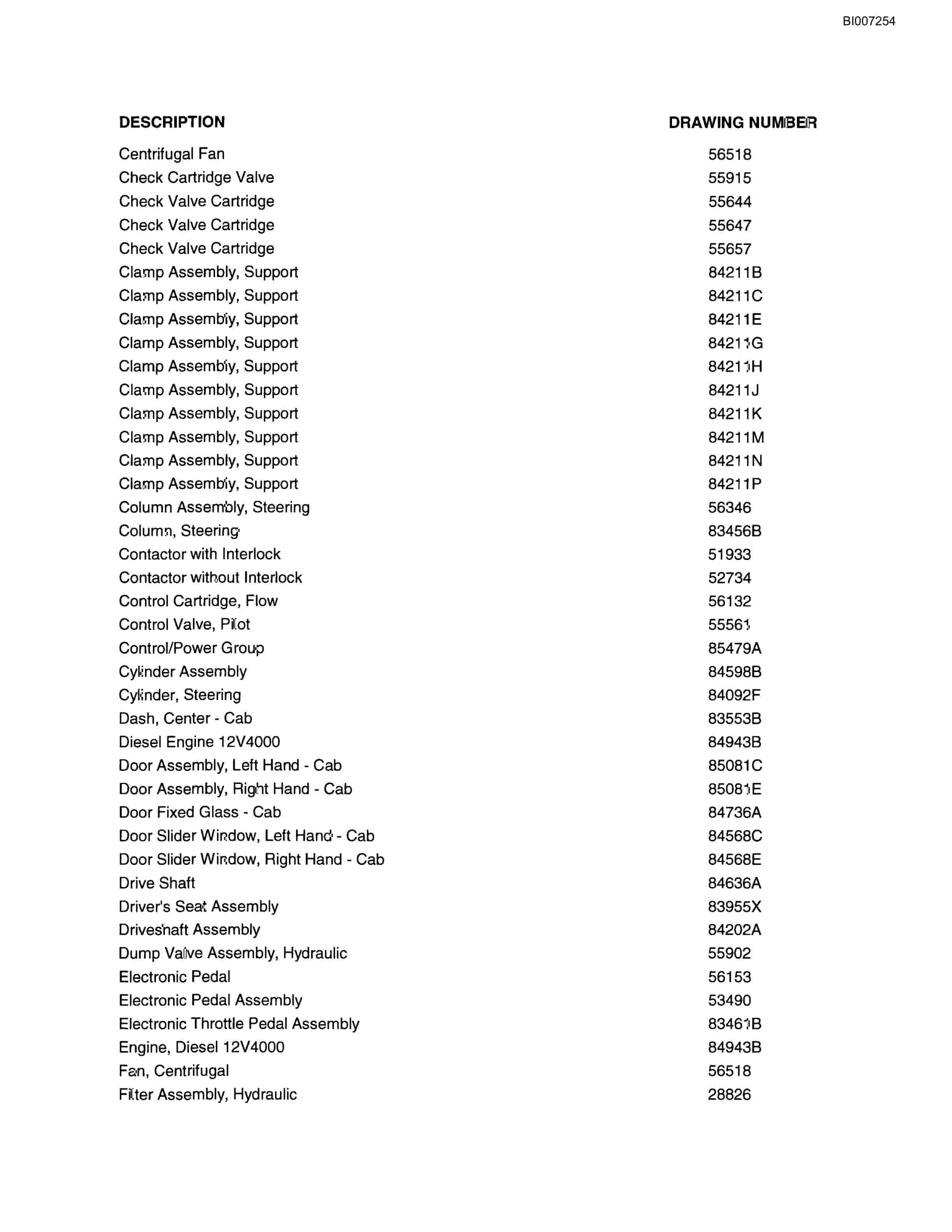 Bucyrus MT-3300AC Parts Catalog BI007254-3