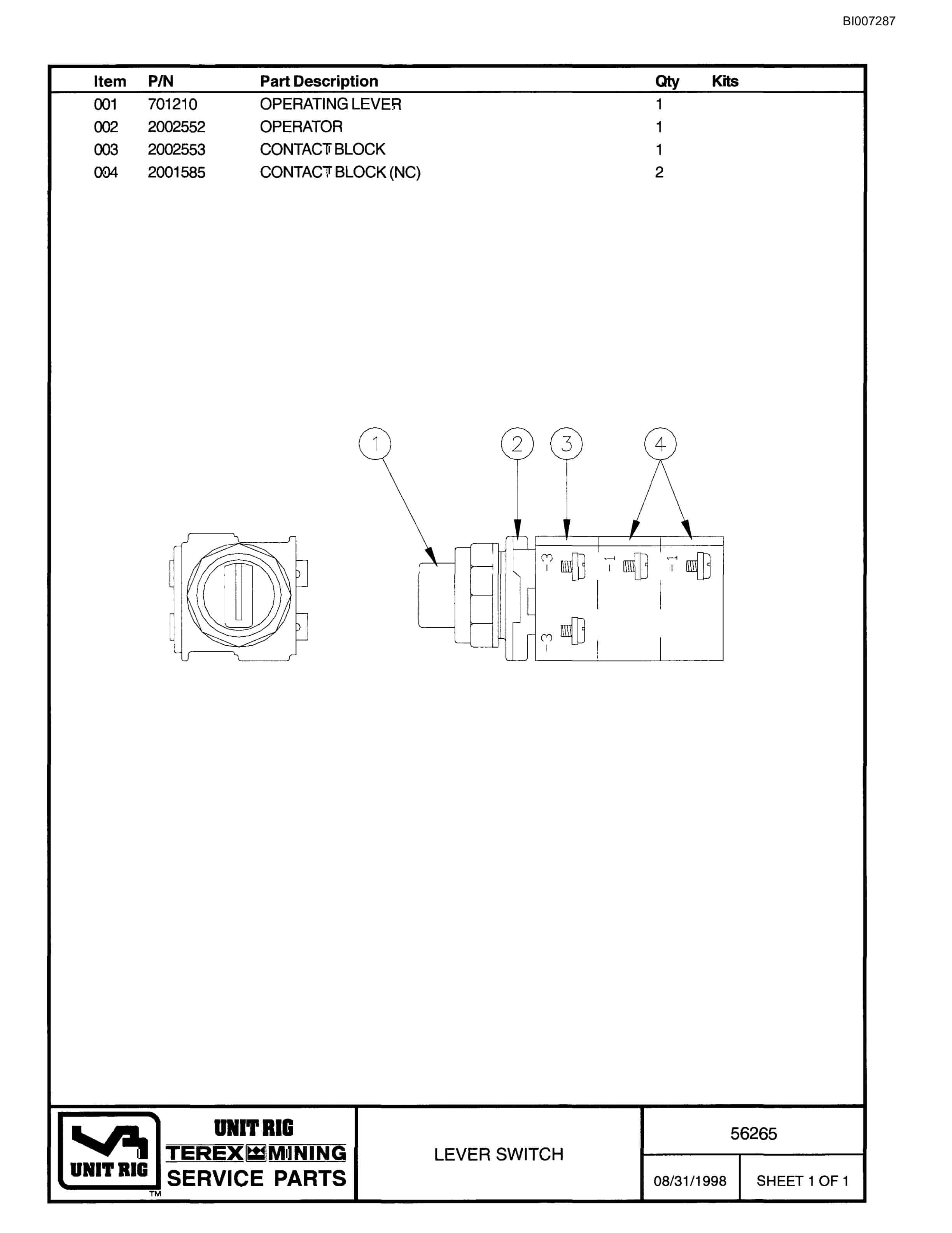 Bucyrus MT-3300AC Parts Catalog BI007287-4