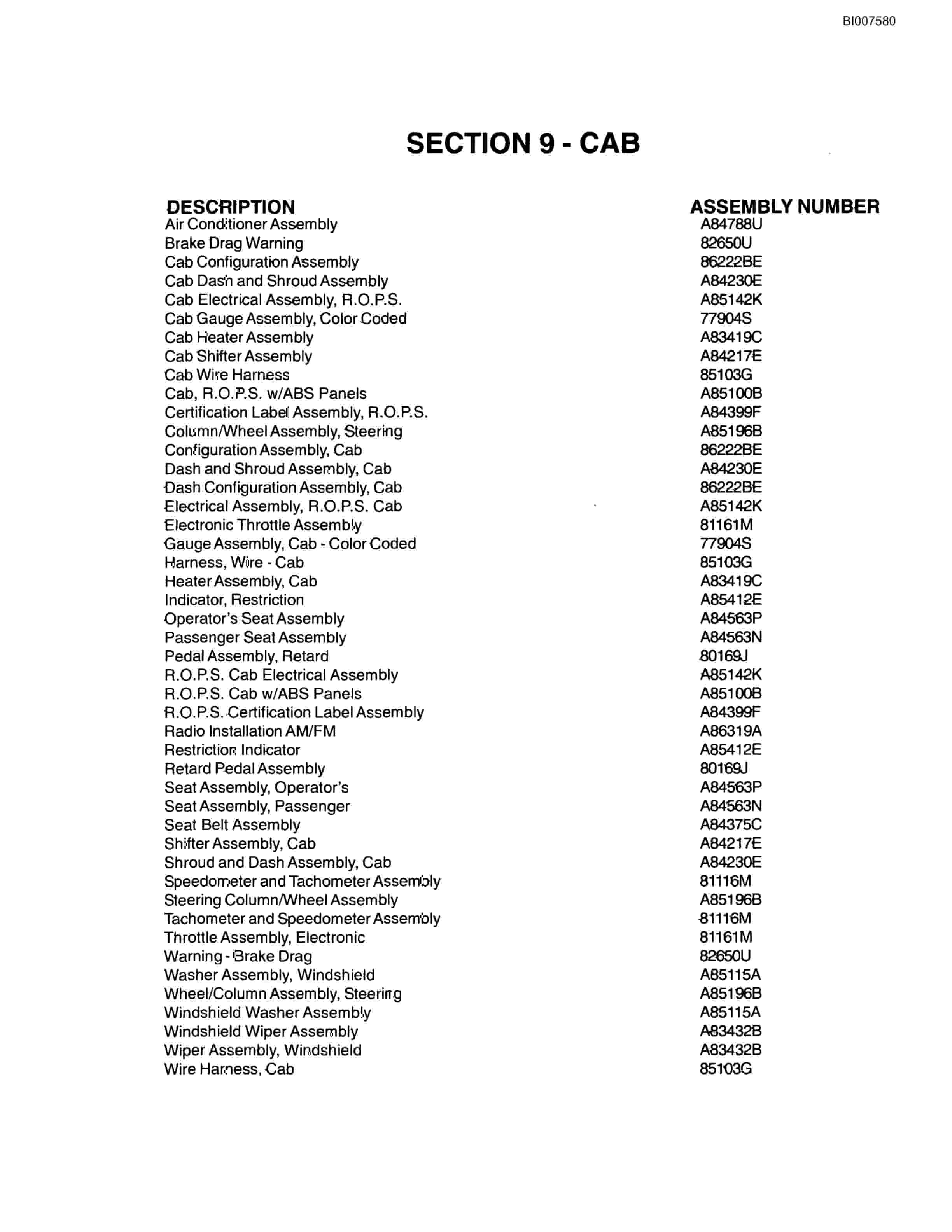 Bucyrus MT-3300AC Parts Catalog BI007580-3