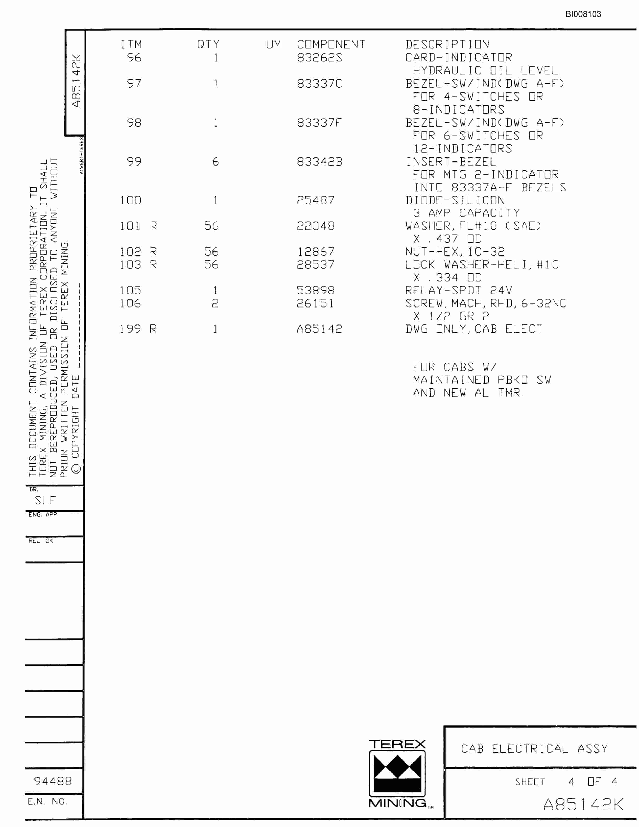 Bucyrus MT-3300AC Parts Catalog BI008103-2