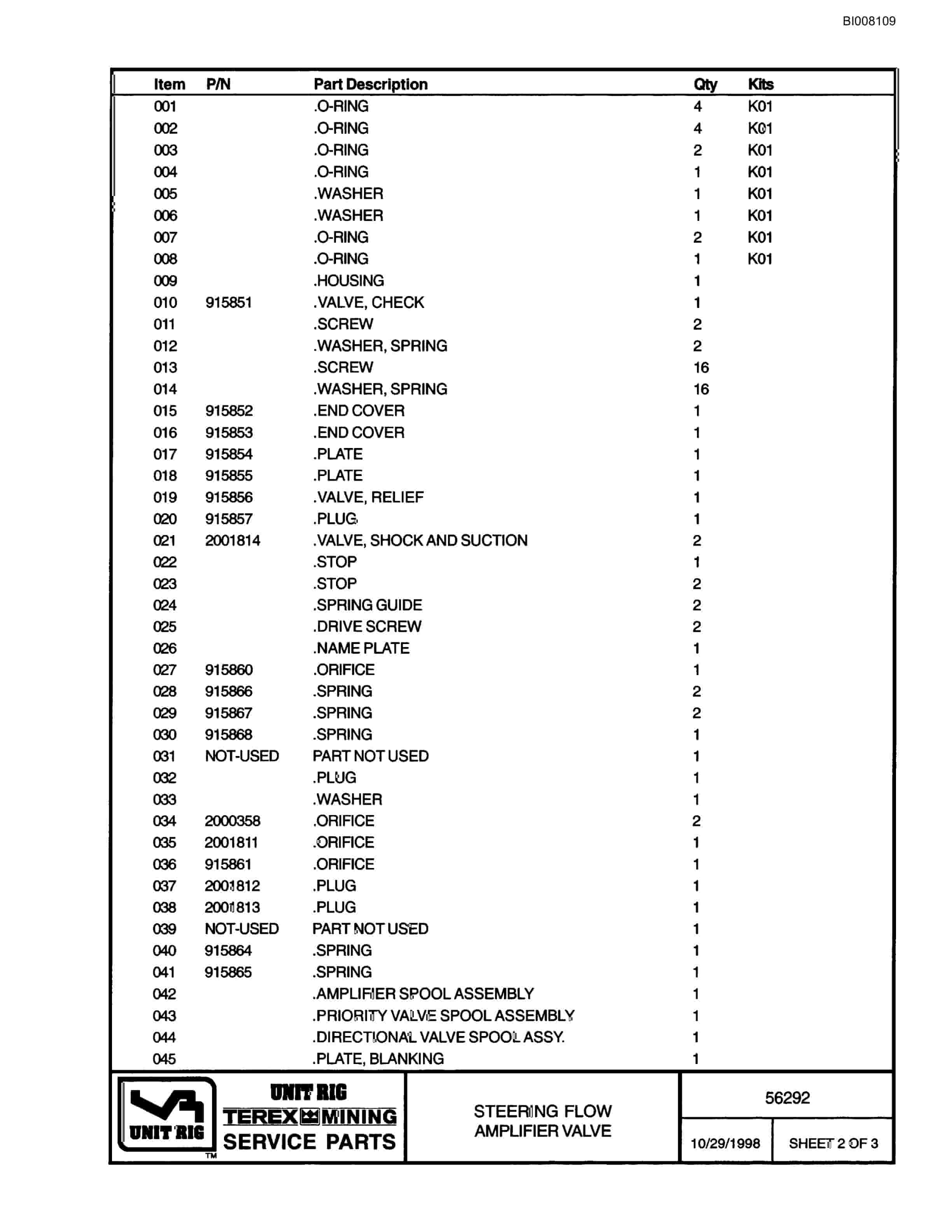 Bucyrus MT-3300AC Parts Catalog BI008109-4