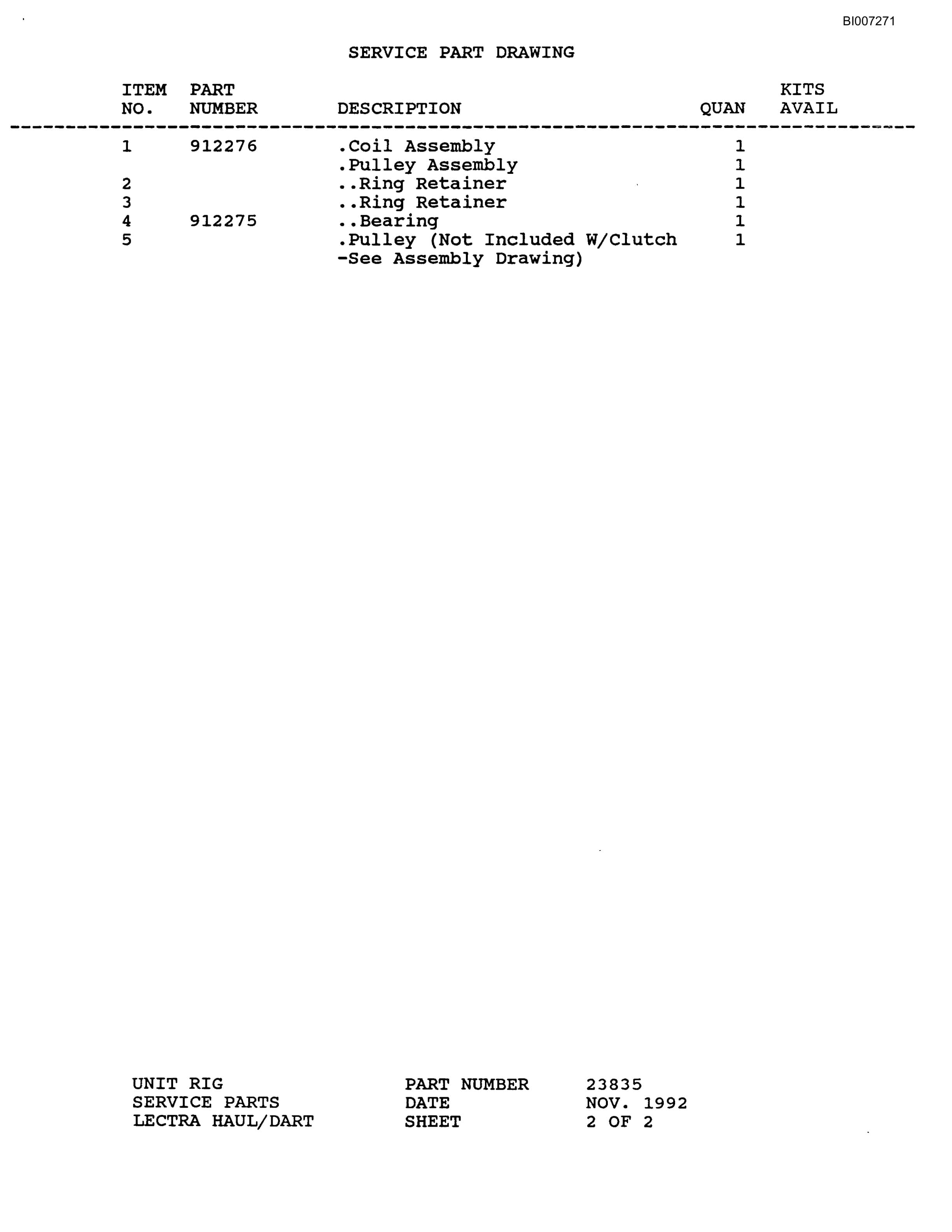 Bucyrus MT-3600 Parts Catalog BI007271-3