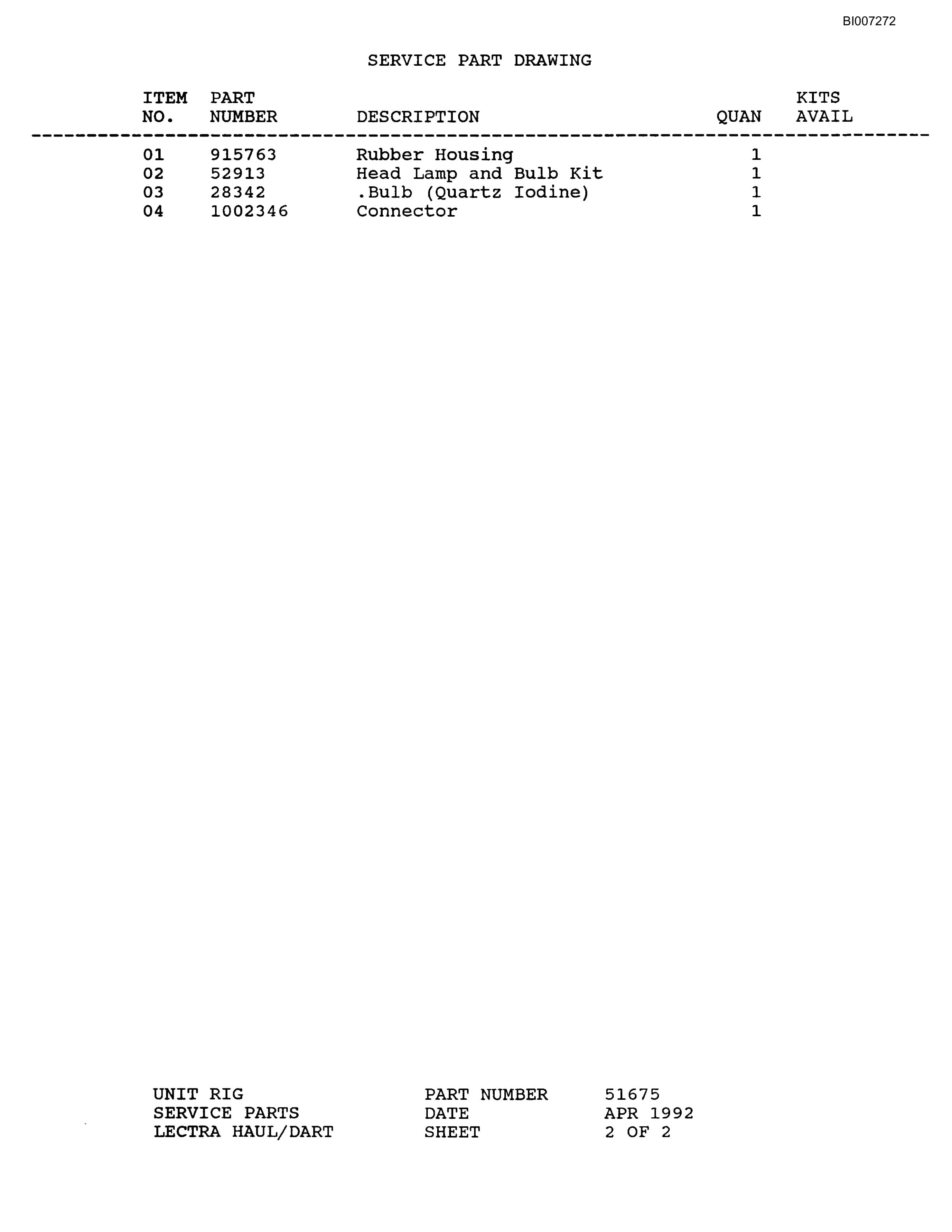 Bucyrus MT-3600 Parts Catalog BI007272-4