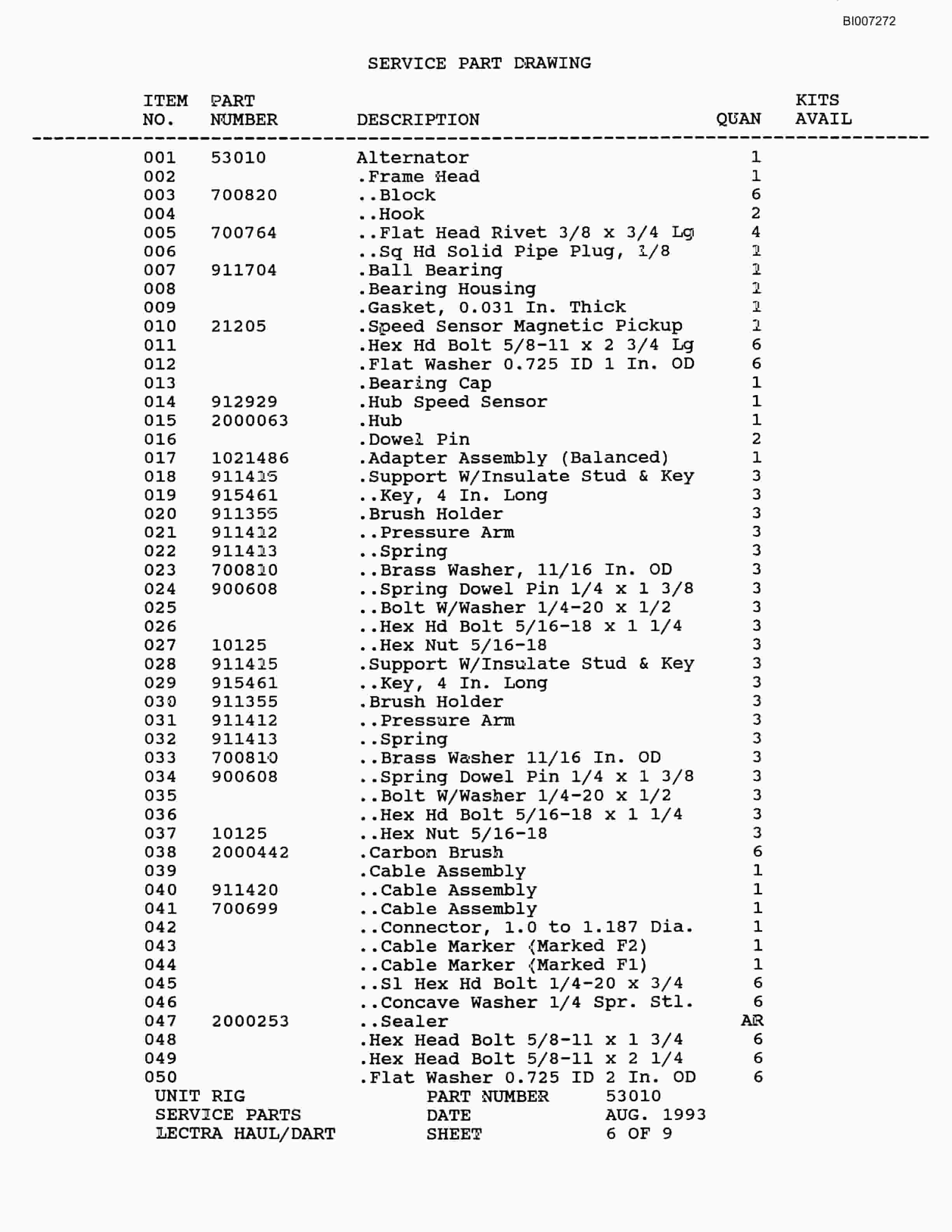 Bucyrus MT-3600 Parts Catalog BI007272-5