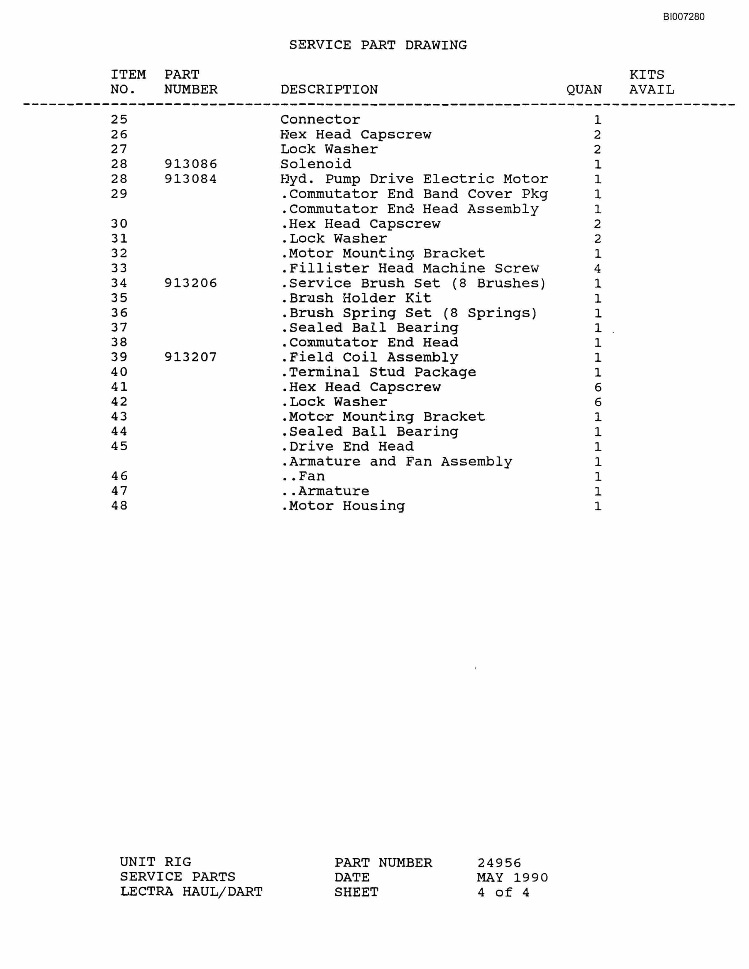 Bucyrus MT-3600 Parts Catalog BI007280-4